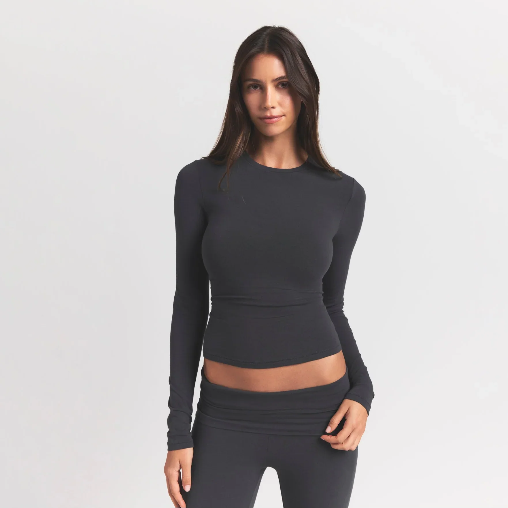 SKIMS COTTON JERSEY LONG SLEEVE T-SHIRT | ASH - Sneaker Türkiye