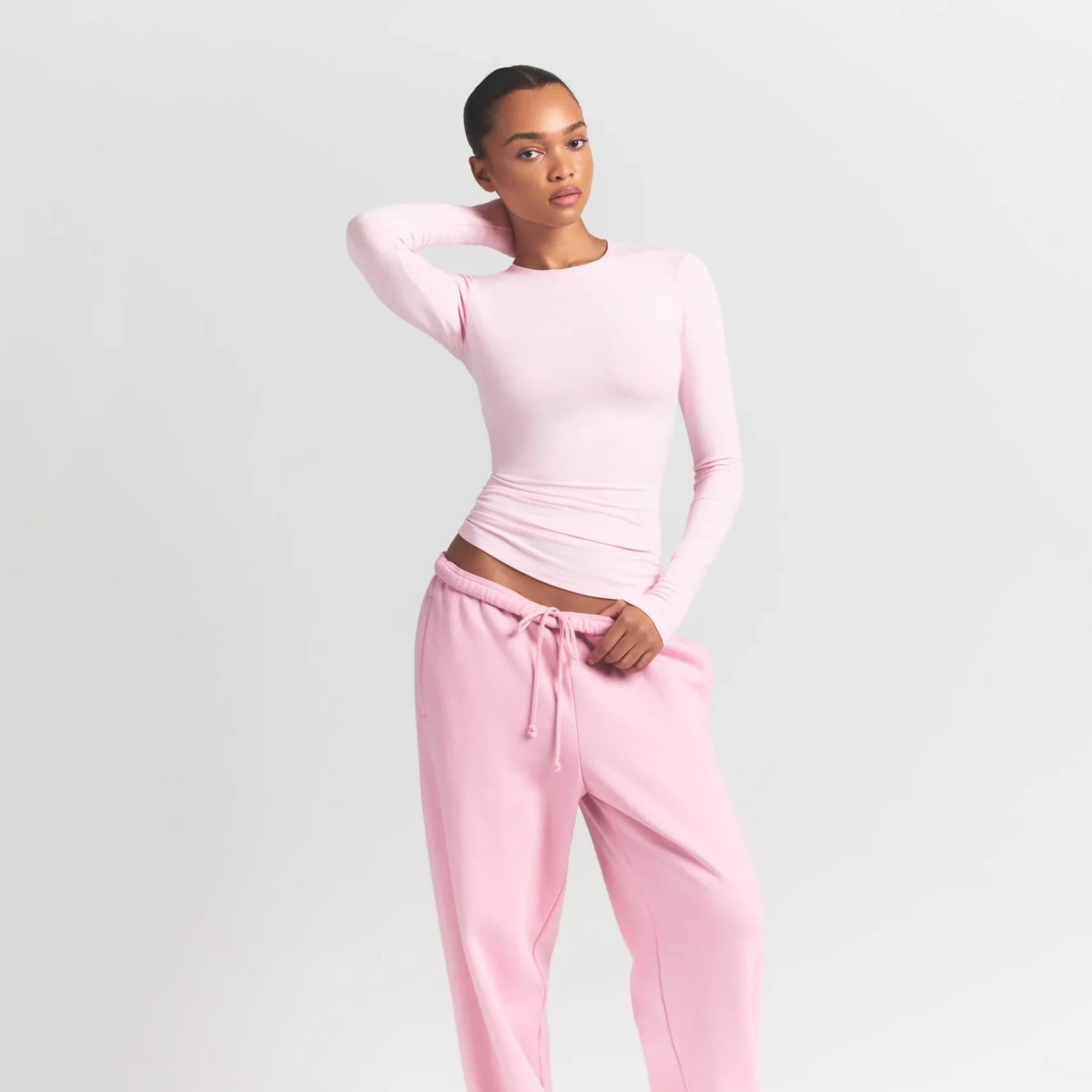 SKIMS COTTON JERSEY LONG SLEEVE T-SHIRT | CHERRY BLOSSOM - Sneaker Türkiye