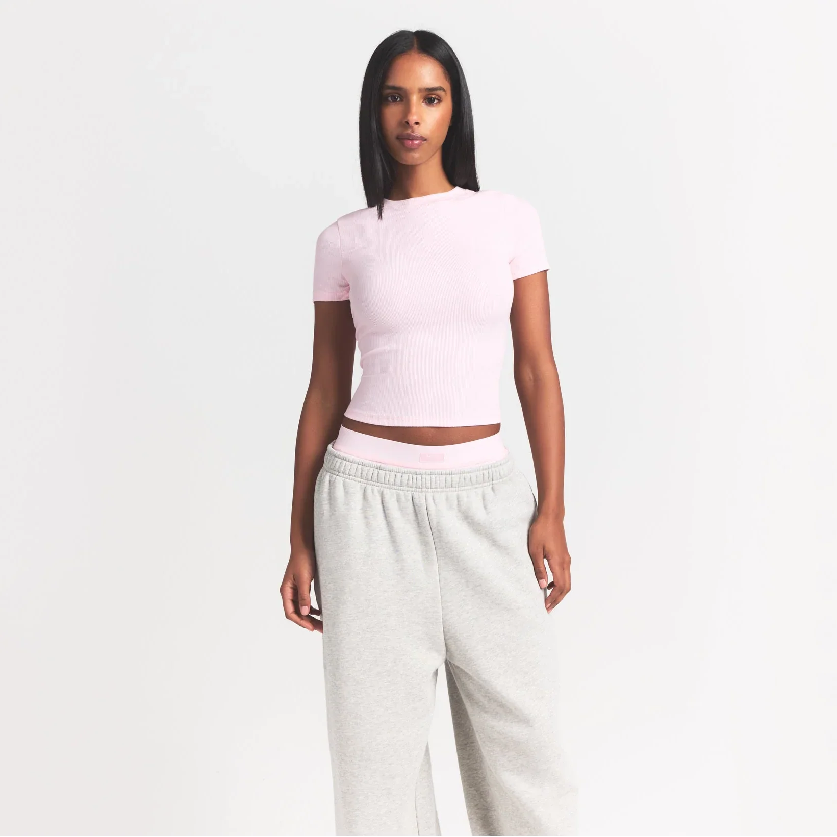SKIMS COTTON RIB T-SHIRT | CHERRY BLOSSOM - Sneaker Türkiye