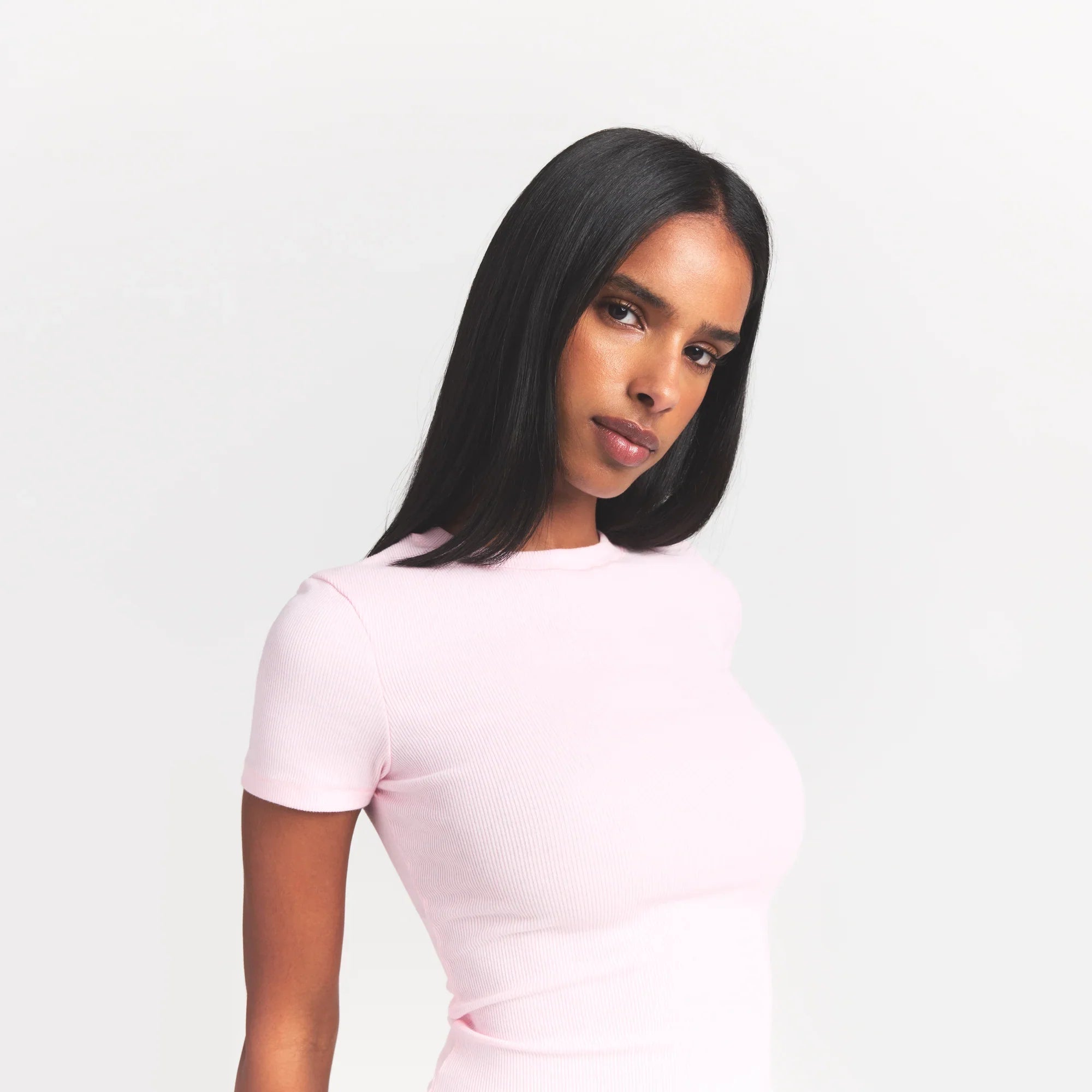 SKIMS COTTON RIB T-SHIRT | CHERRY BLOSSOM - Sneaker Türkiye