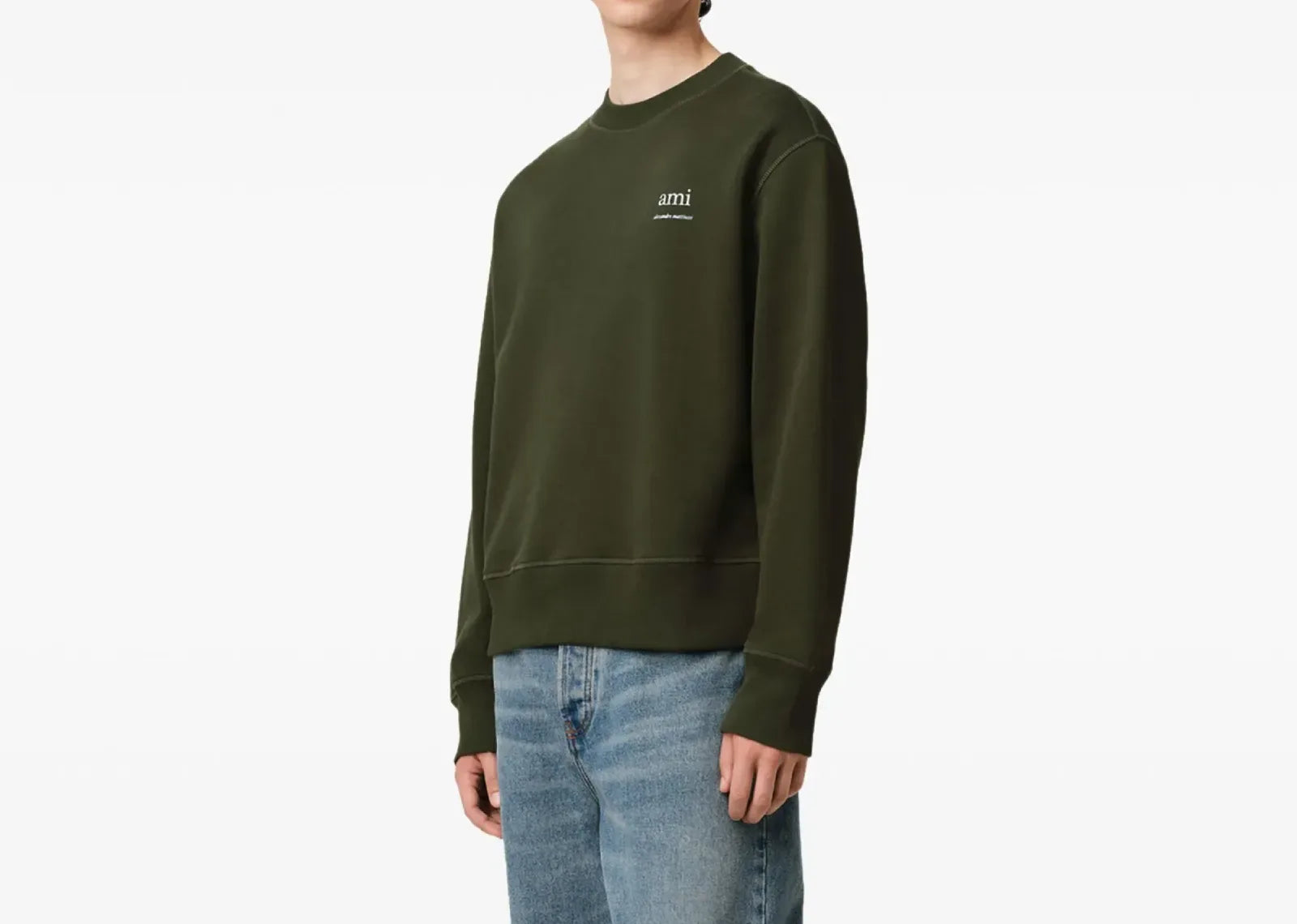 Ami Paris Ami Alexandre Mattiussi Print Sweatshirt Olive Green - Sneaker Türkiye