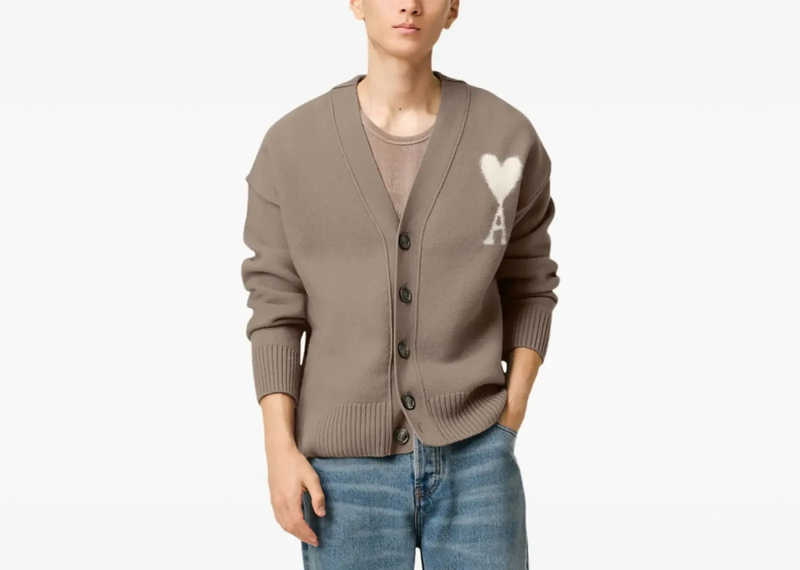 Ami Paris Ami De Coeur Cardigan Ash Grey - Sneaker Türkiye