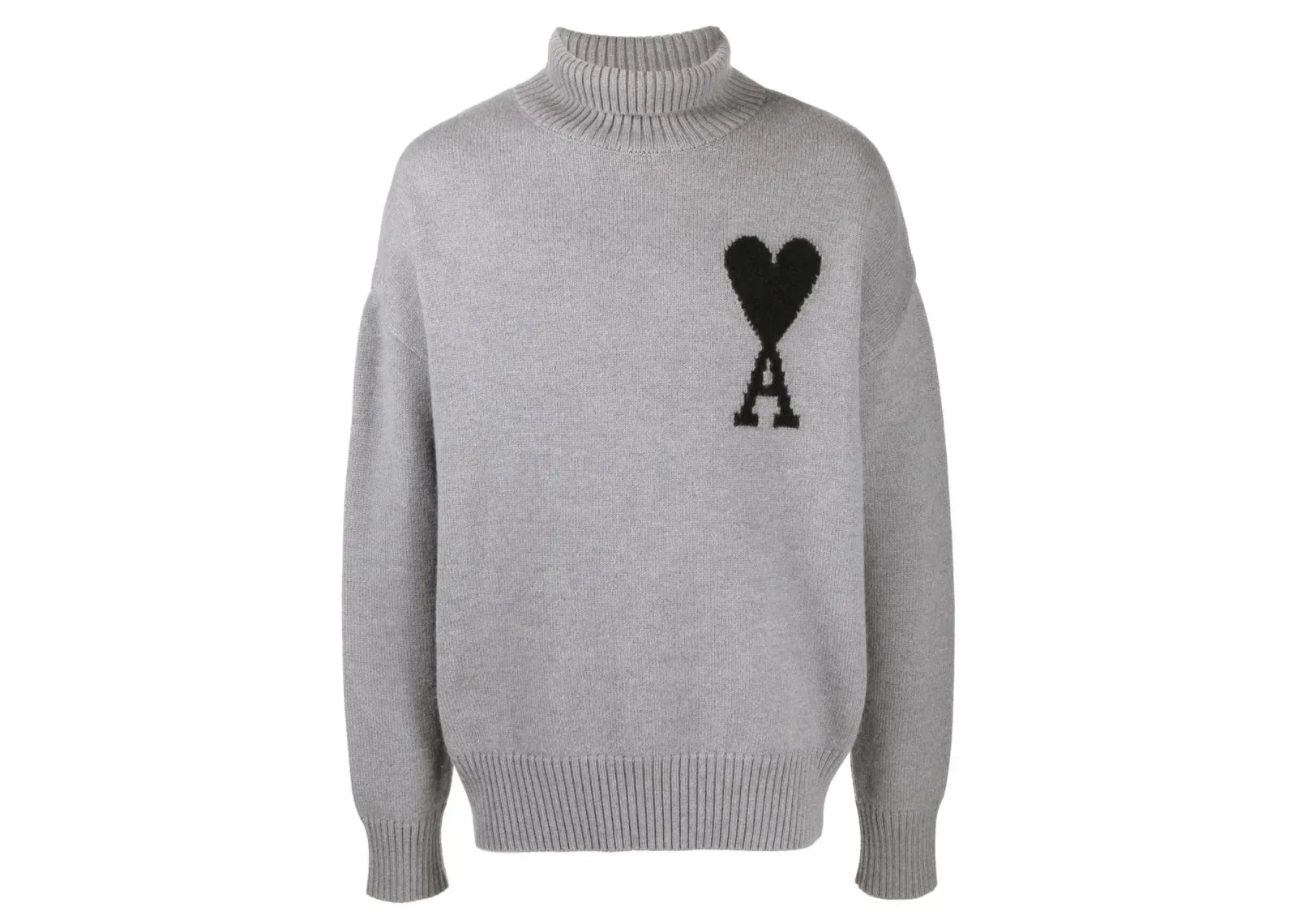 Ami Paris Ami De Coeur Roll Neck Jumper Grey - Sneaker Türkiye