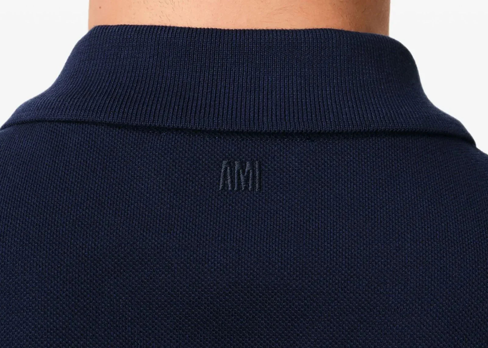 Ami Paris Embroidered Logo Polo T-Shirt Navy Blue - Sneaker Türkiye
