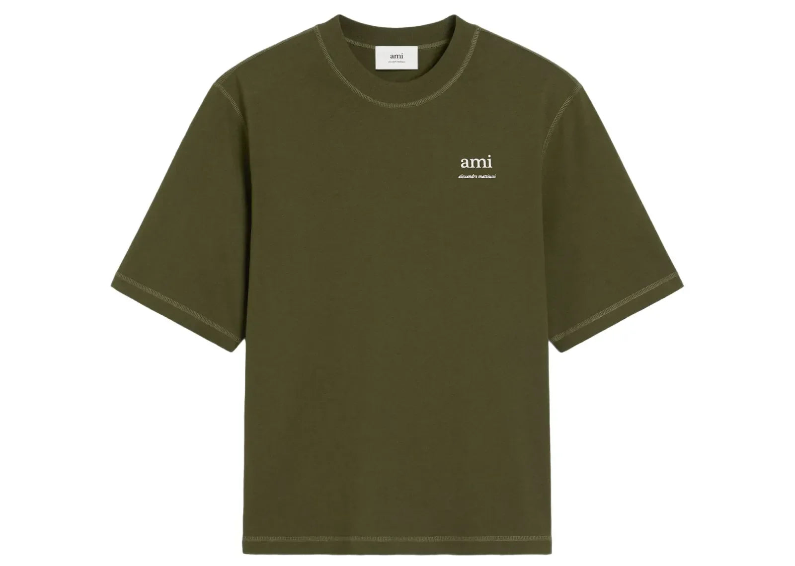 Ami Paris Logo Embroidered T-Shirt Green - Sneaker Türkiye