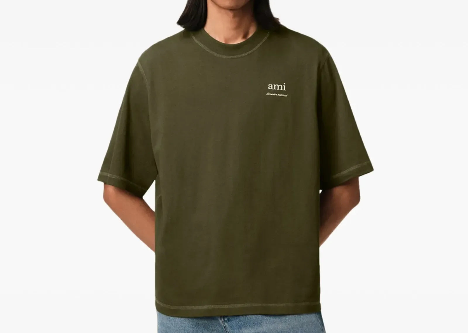 Ami Paris Logo Embroidered T-Shirt Green - Sneaker Türkiye