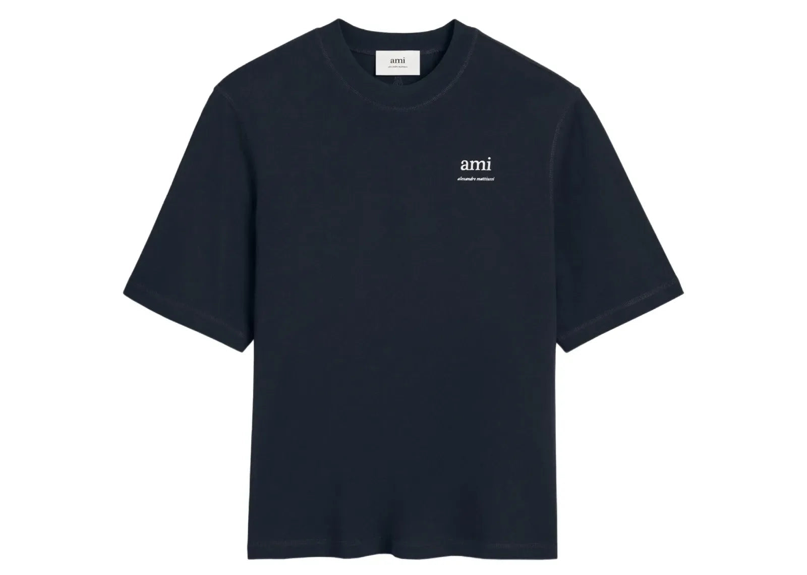 Ami Paris Logo Embroidered T-shirt Navy Blue - Sneaker Türkiye