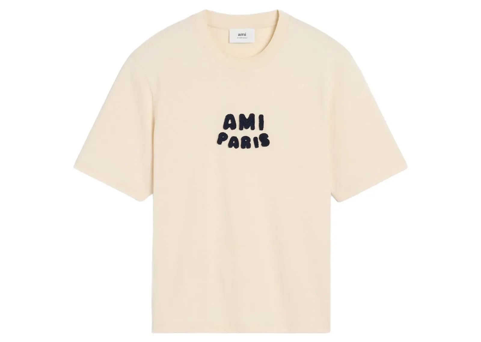 Ami Paris Logo Patch T-Shirt Light Beige - Sneaker Türkiye