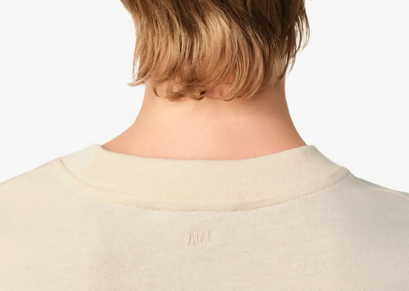 Ami Paris Logo Patch T-Shirt Light Beige - Sneaker Türkiye