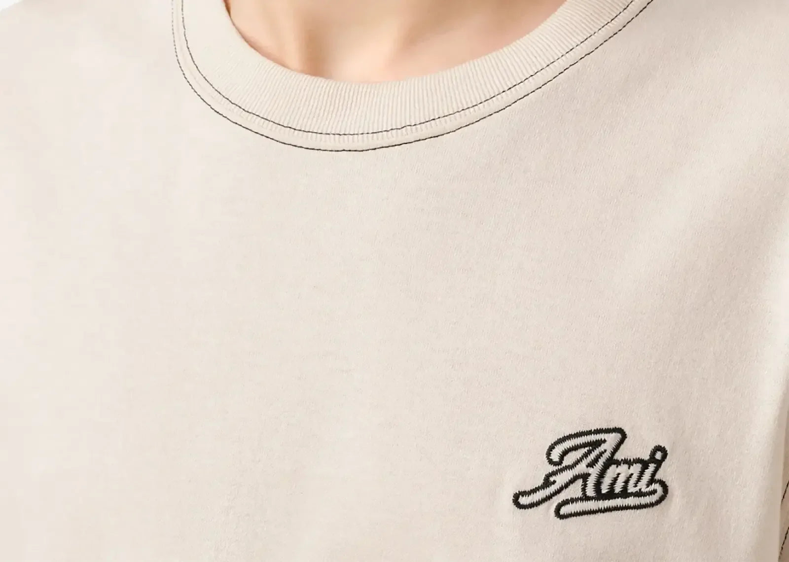 Ami Paris Printed T-Shirt Cream White - Sneaker Türkiye