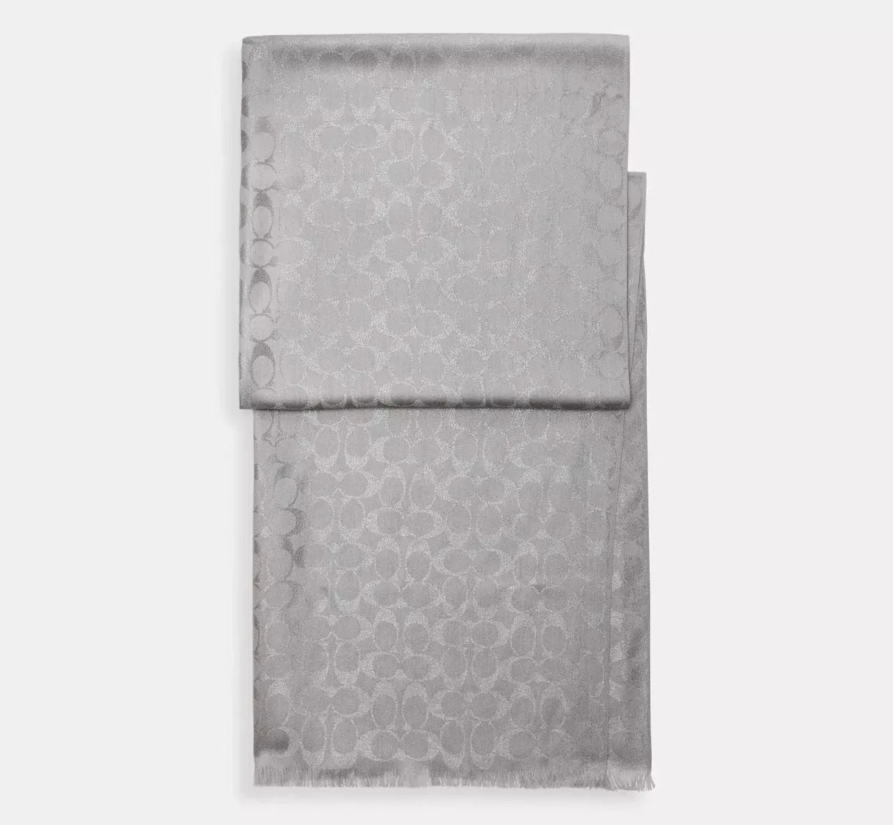 Coach Signature Metallic Oblong Scarf Gümüş - Sneaker Türkiye