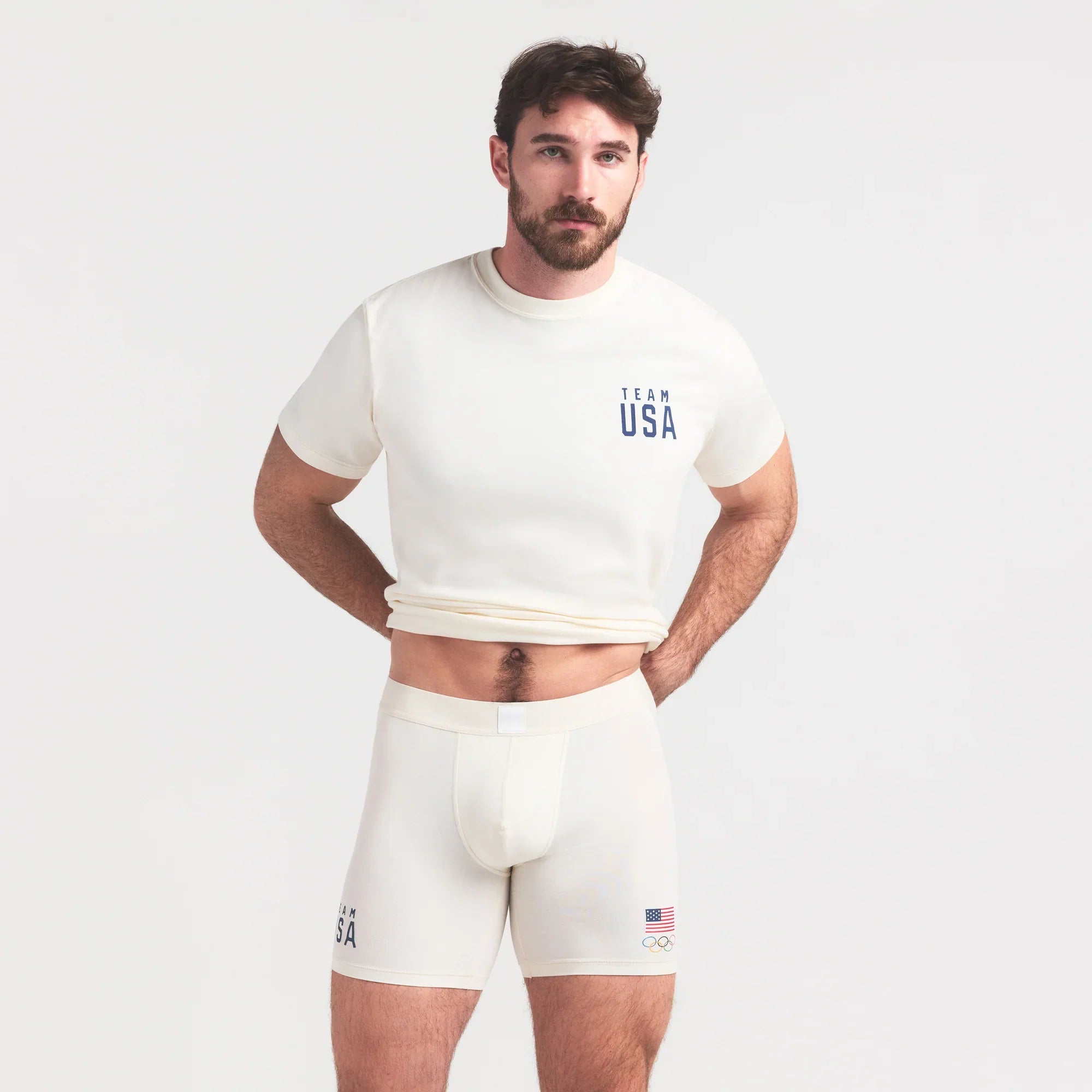 SKIMS FOR TEAM USA SKIMS COTTON MENS OLYMPIC 5″ BOXER BRIEF | ECRU - Sneaker Türkiye