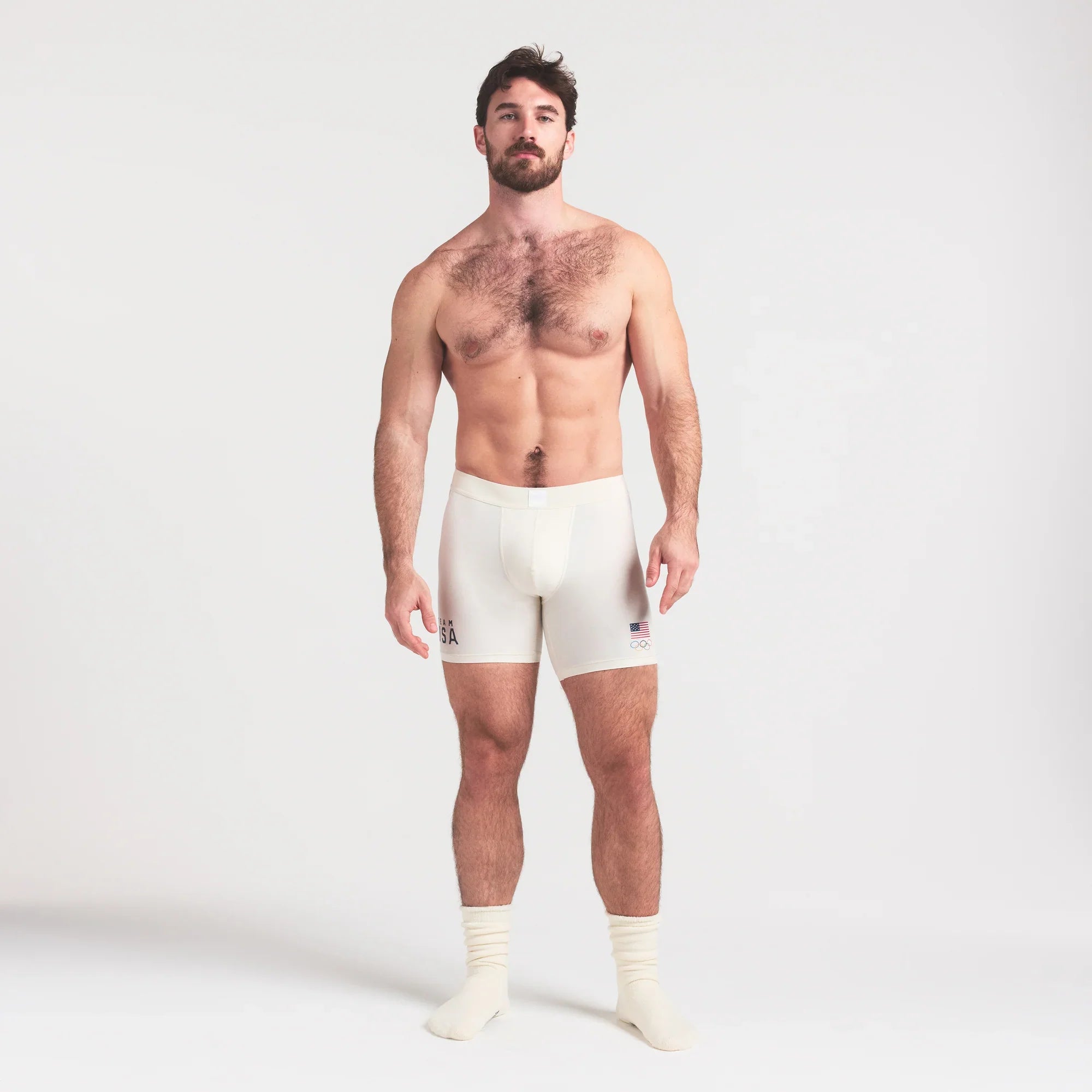 SKIMS FOR TEAM USA SKIMS COTTON MENS OLYMPIC 5″ BOXER BRIEF | ECRU - Sneaker Türkiye