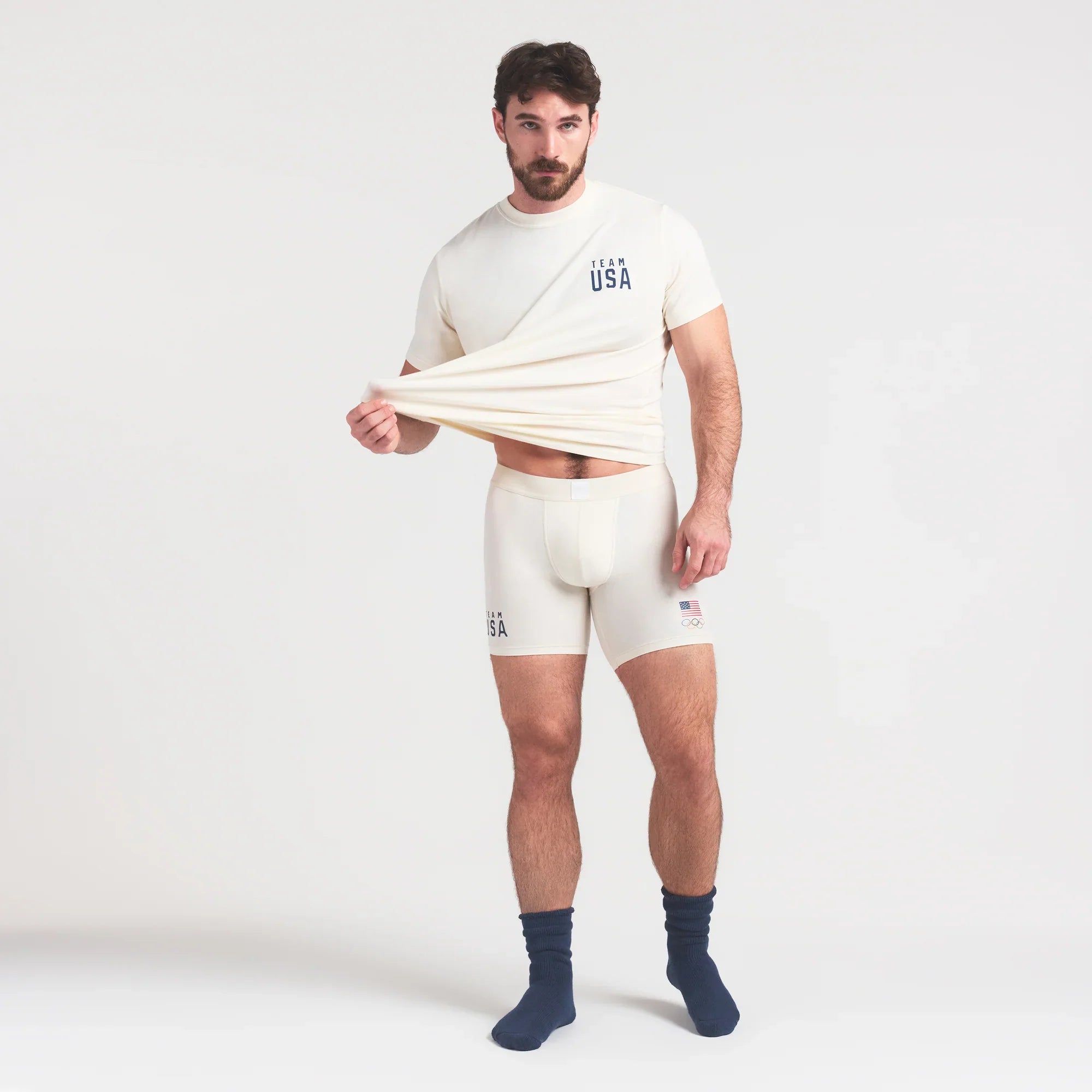 SKIMS FOR TEAM USA SKIMS COTTON MENS OLYMPIC 5″ BOXER BRIEF | ECRU - Sneaker Türkiye