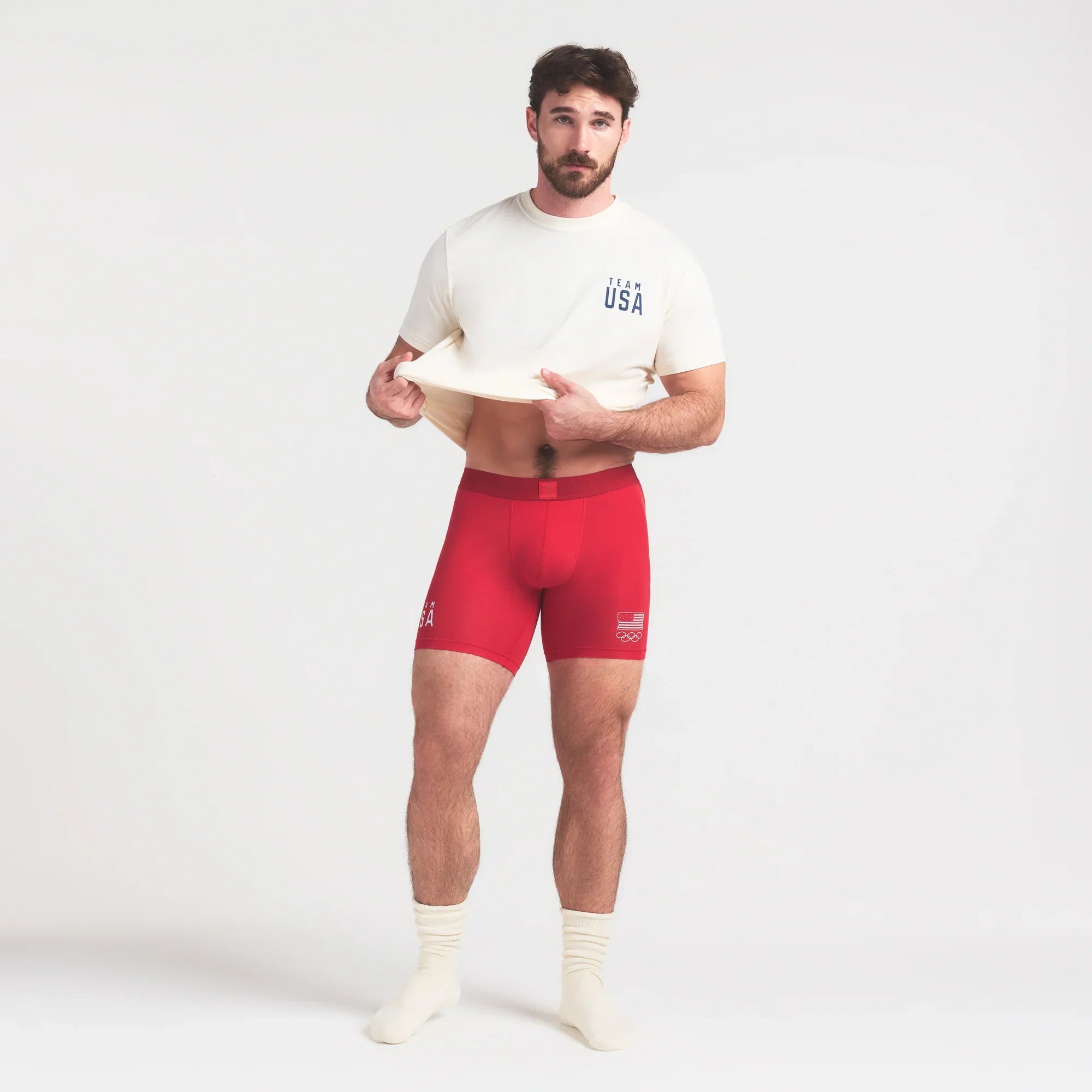 SKIMS FOR TEAM USA SKIMS COTTON MENS OLYMPIC 5″ BOXER BRIEF | RED - Sneaker Türkiye