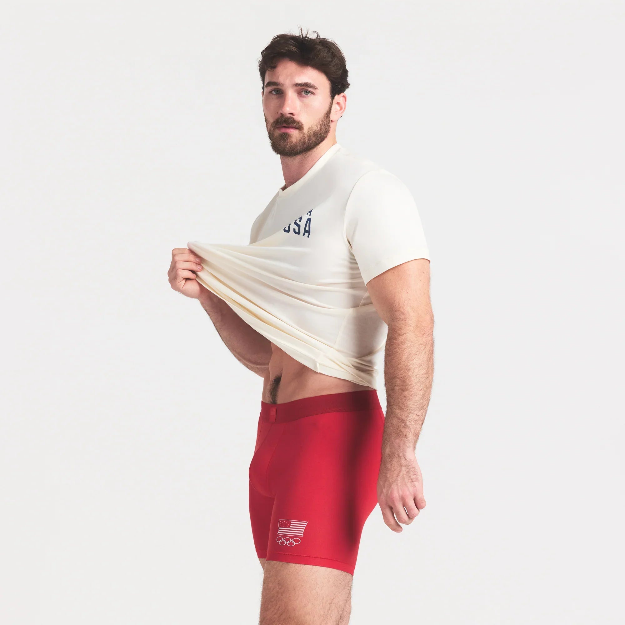 SKIMS FOR TEAM USA SKIMS COTTON MENS OLYMPIC 5″ BOXER BRIEF | RED - Sneaker Türkiye