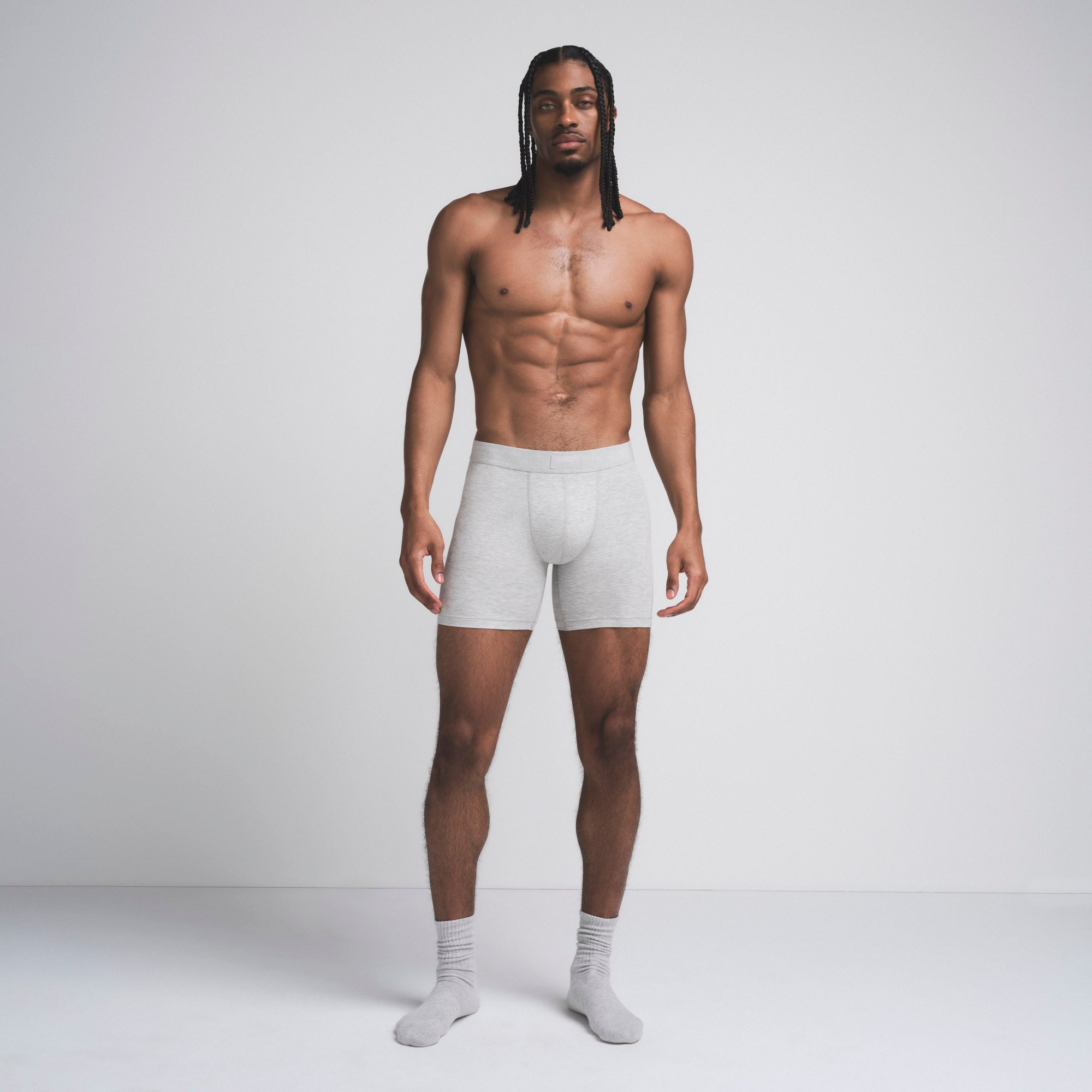 SKIMS COTTON MENS 5″ BOXER BRIEF | LIGHT HEATHER GREY - Sneaker Türkiye