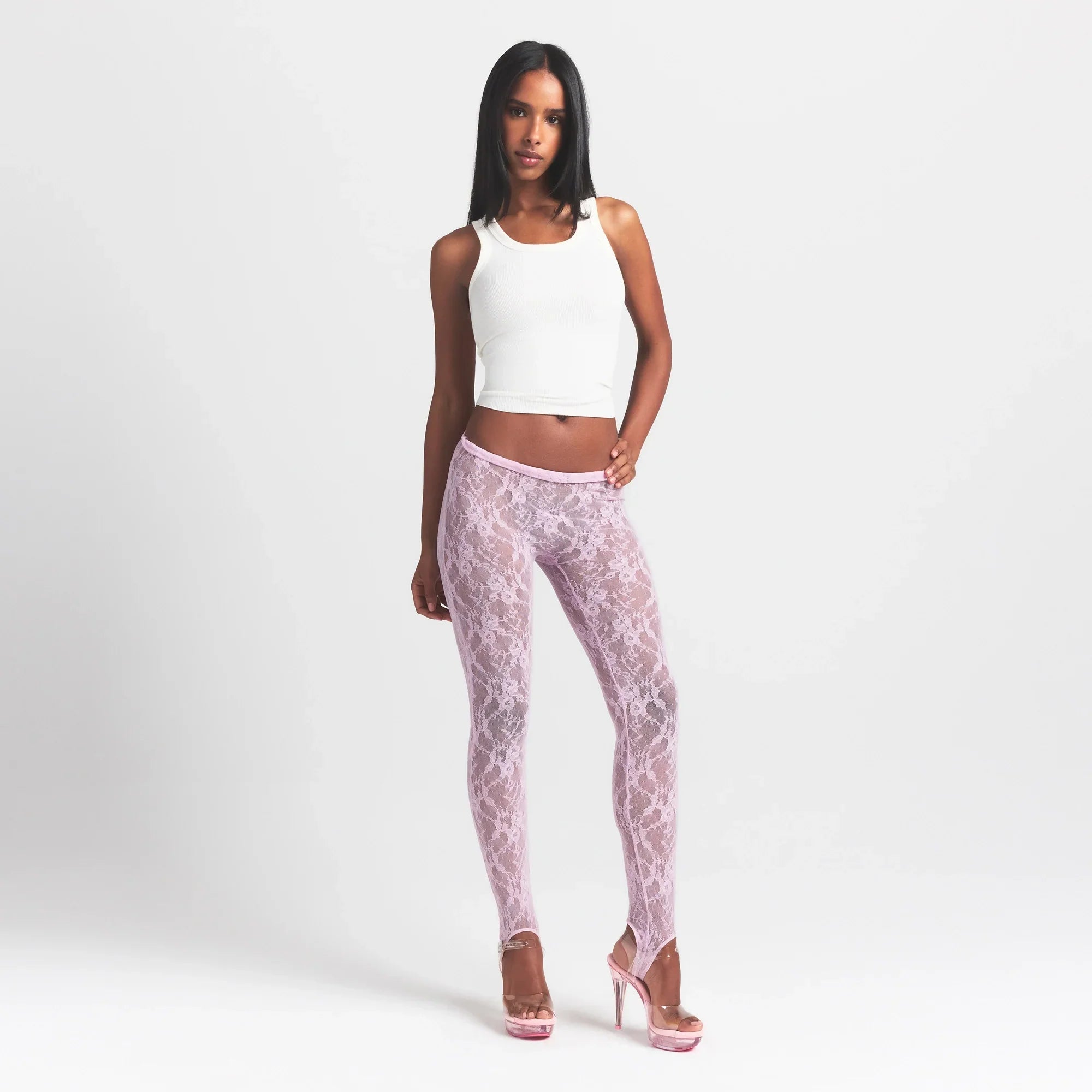 SKIMS STRETCH LACE STIRRUP LEGGING | BABY PINK - Sneaker Türkiye