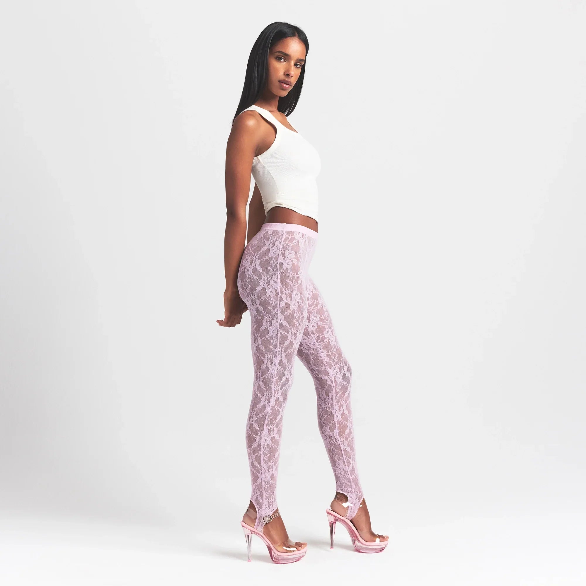 SKIMS STRETCH LACE STIRRUP LEGGING | BABY PINK - Sneaker Türkiye