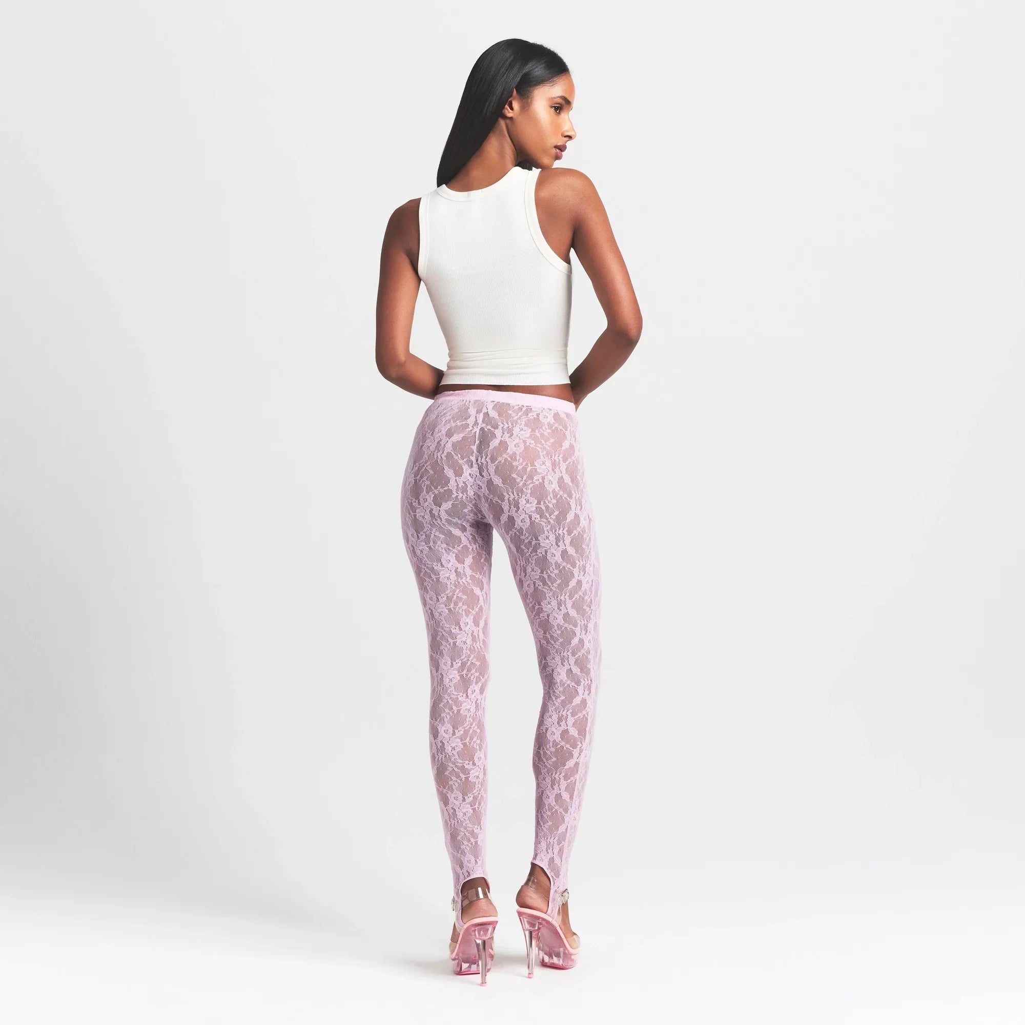 SKIMS STRETCH LACE STIRRUP LEGGING | BABY PINK - Sneaker Türkiye
