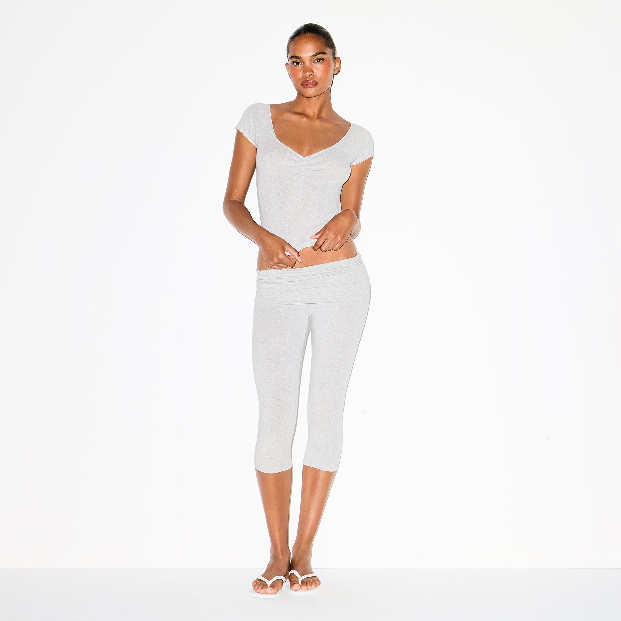 SKIMS COTTON JERSEY FOLDOVER CAPRI | LIGHT HEATHER GREY - Sneaker Türkiye