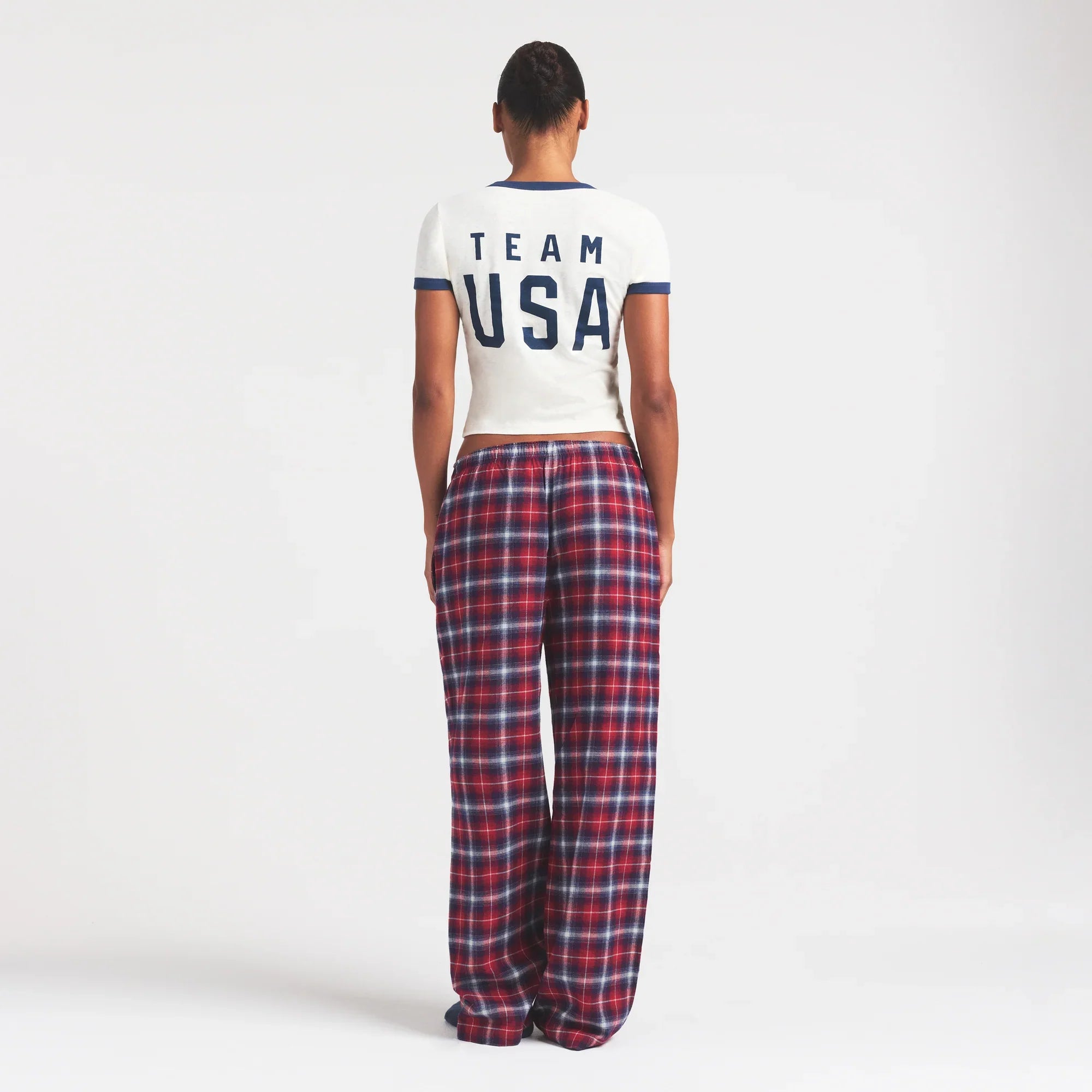 SKIMS FOR TEAM USA FLANNEL SLEEP OLYMPIC PANT | RED PLAID - Sneaker Türkiye