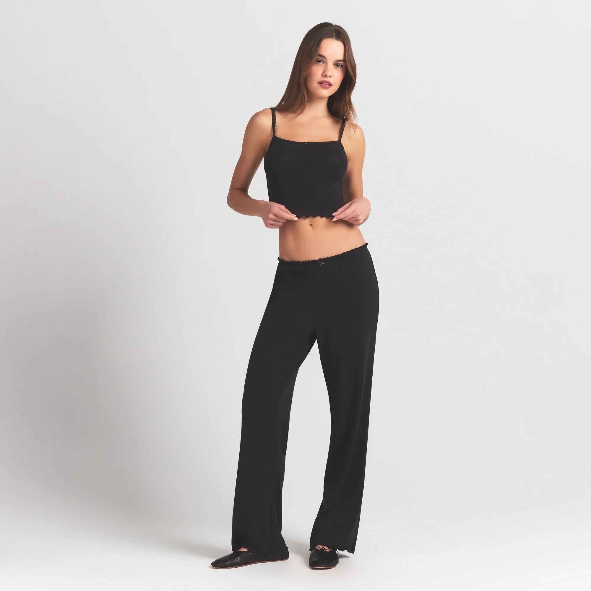 SKIMS LOGO POINTELLE STRAIGHT LEG PANT | SOOT - Sneaker Türkiye