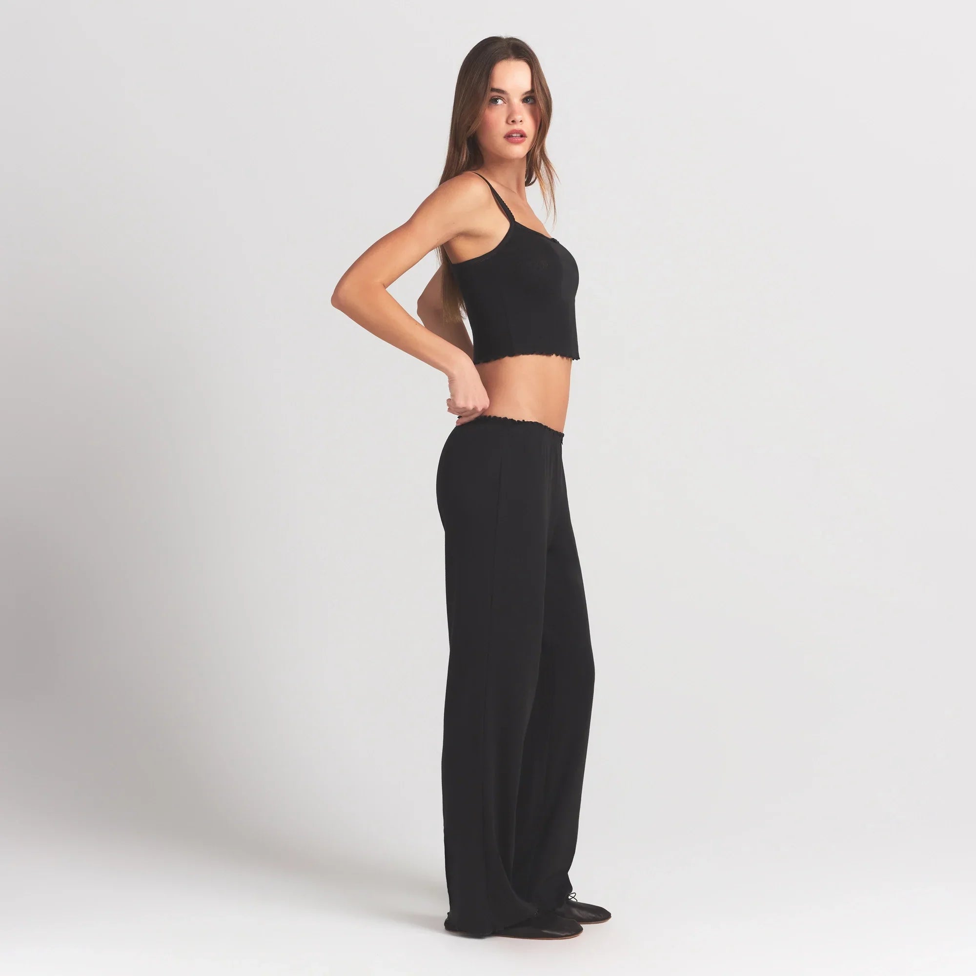 SKIMS LOGO POINTELLE STRAIGHT LEG PANT | SOOT - Sneaker Türkiye