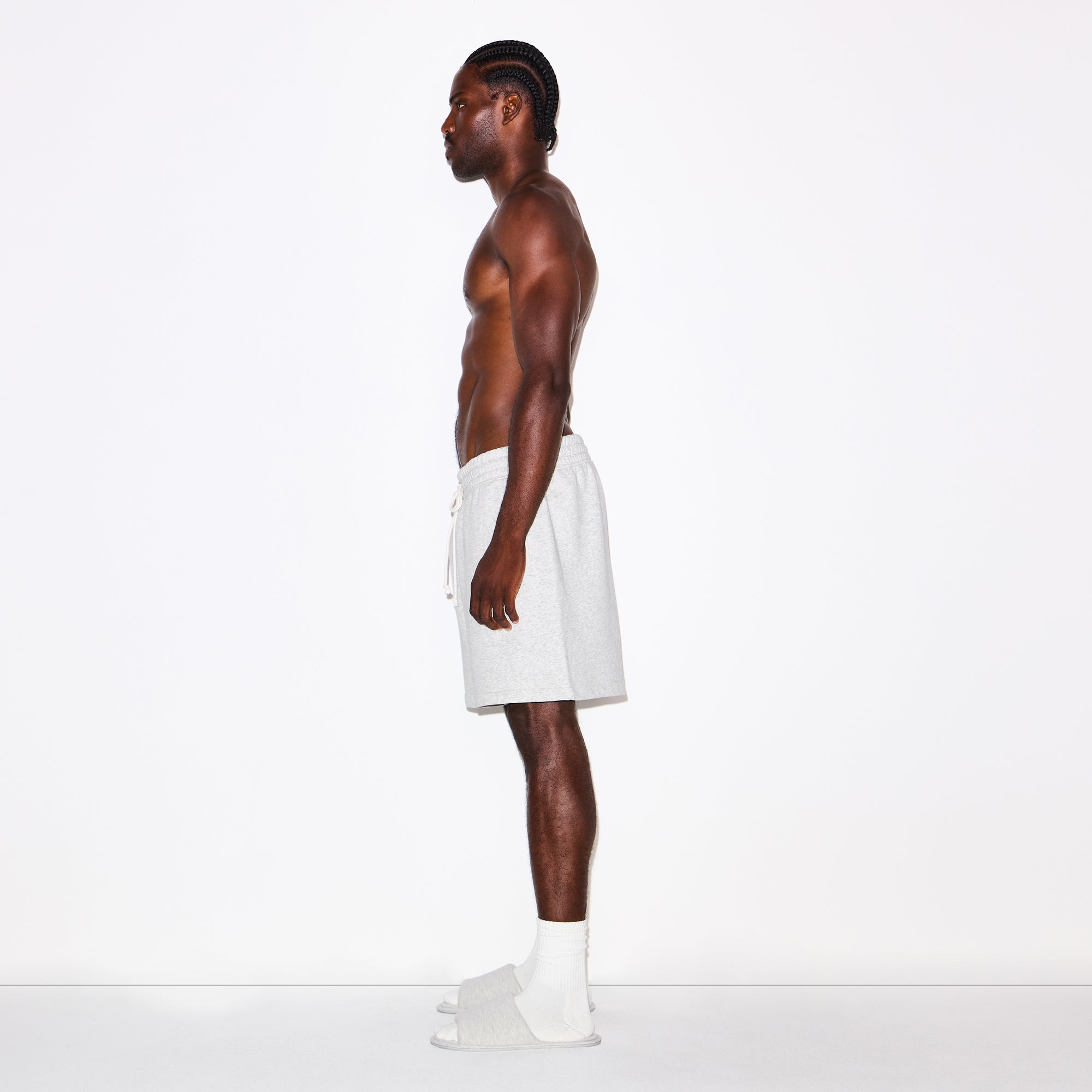 SKIMS FLEECE LOUNGE MENS RELAXED SHORT | LIGHT HEATHER GREY - Sneaker Türkiye