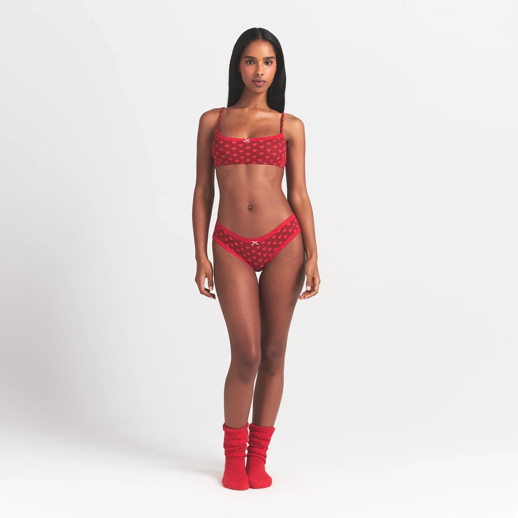 SKIMS LIGHTWEIGHT COTTON POINTELLE LACE BRIEF | BRICK HEART HALFDROP - Sneaker Türkiye