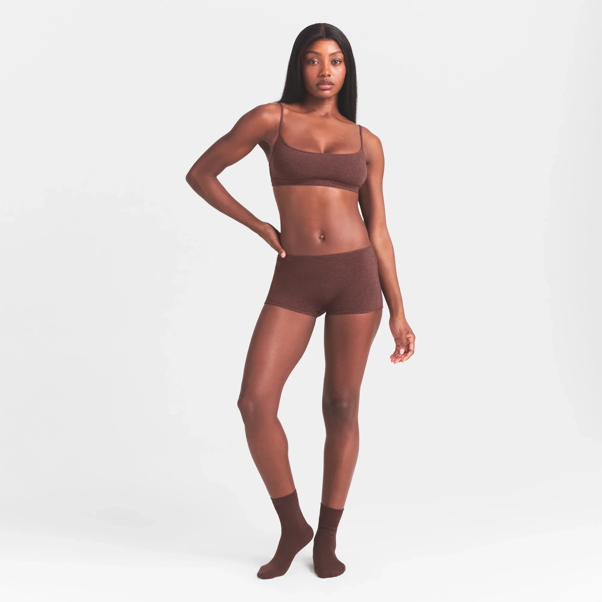 SKIMS EVERYDAY COTTON SCOOP BRALETTE | COCOA HEATHER - Sneaker Türkiye