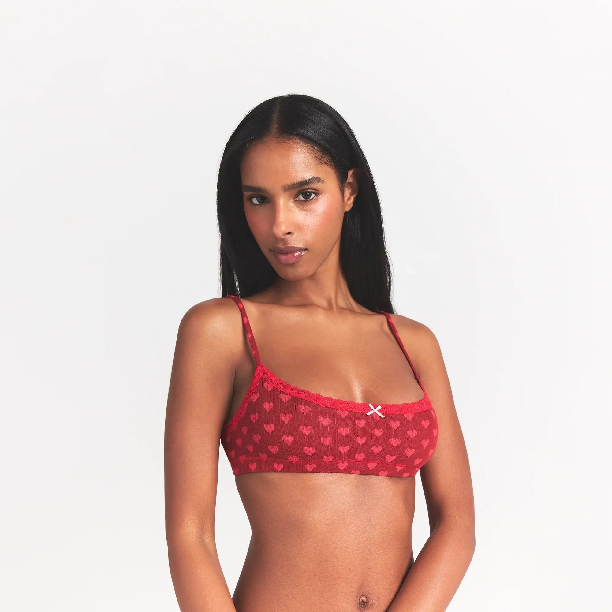 SKIMS LIGHTWEIGHT COTTON POINTELLE SCOOP BRALETTE | BRICK HEART HALFDROP - Sneaker Türkiye