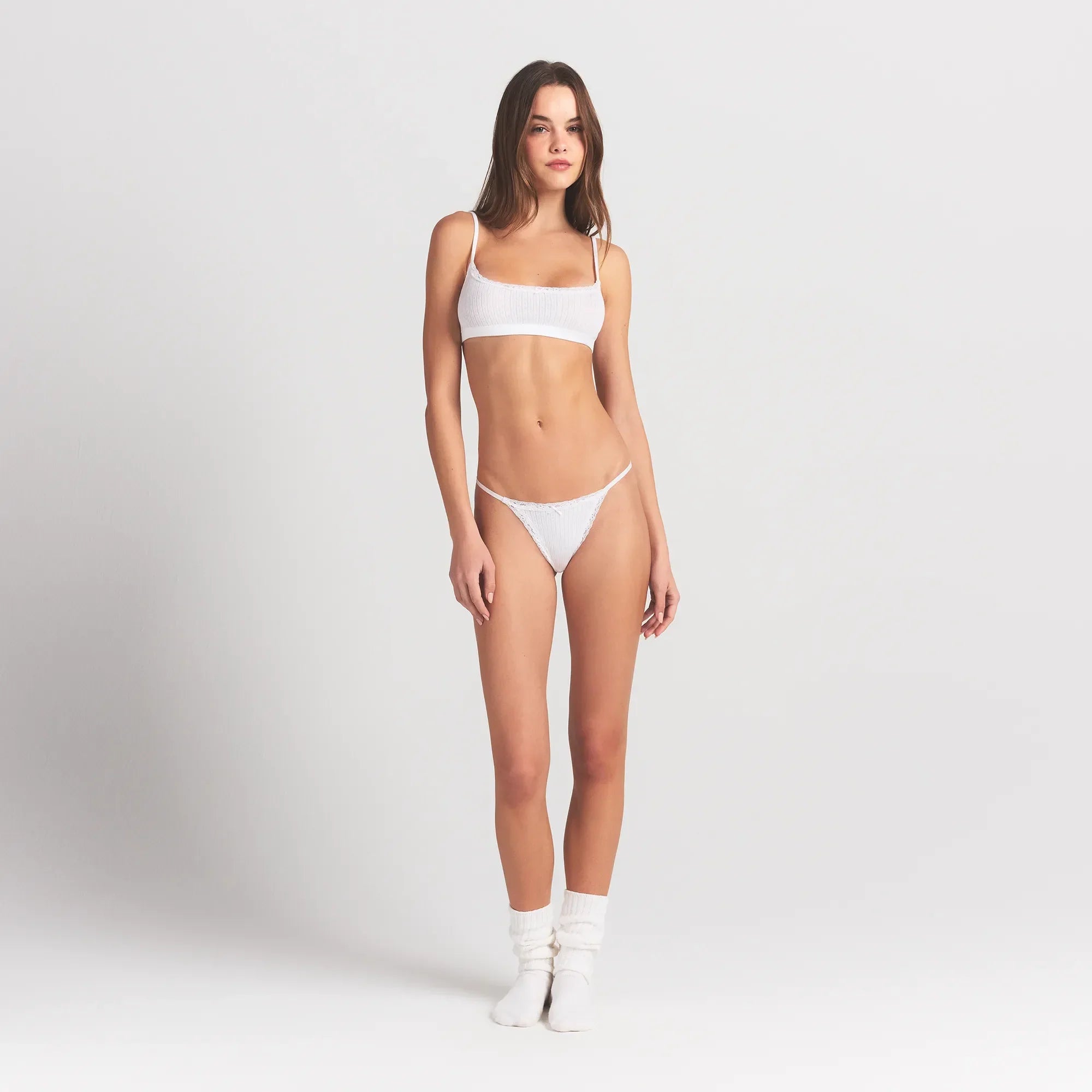 SKIMS LIGHTWEIGHT COTTON POINTELLE SCOOP BRALETTE | SNOW - Sneaker Türkiye