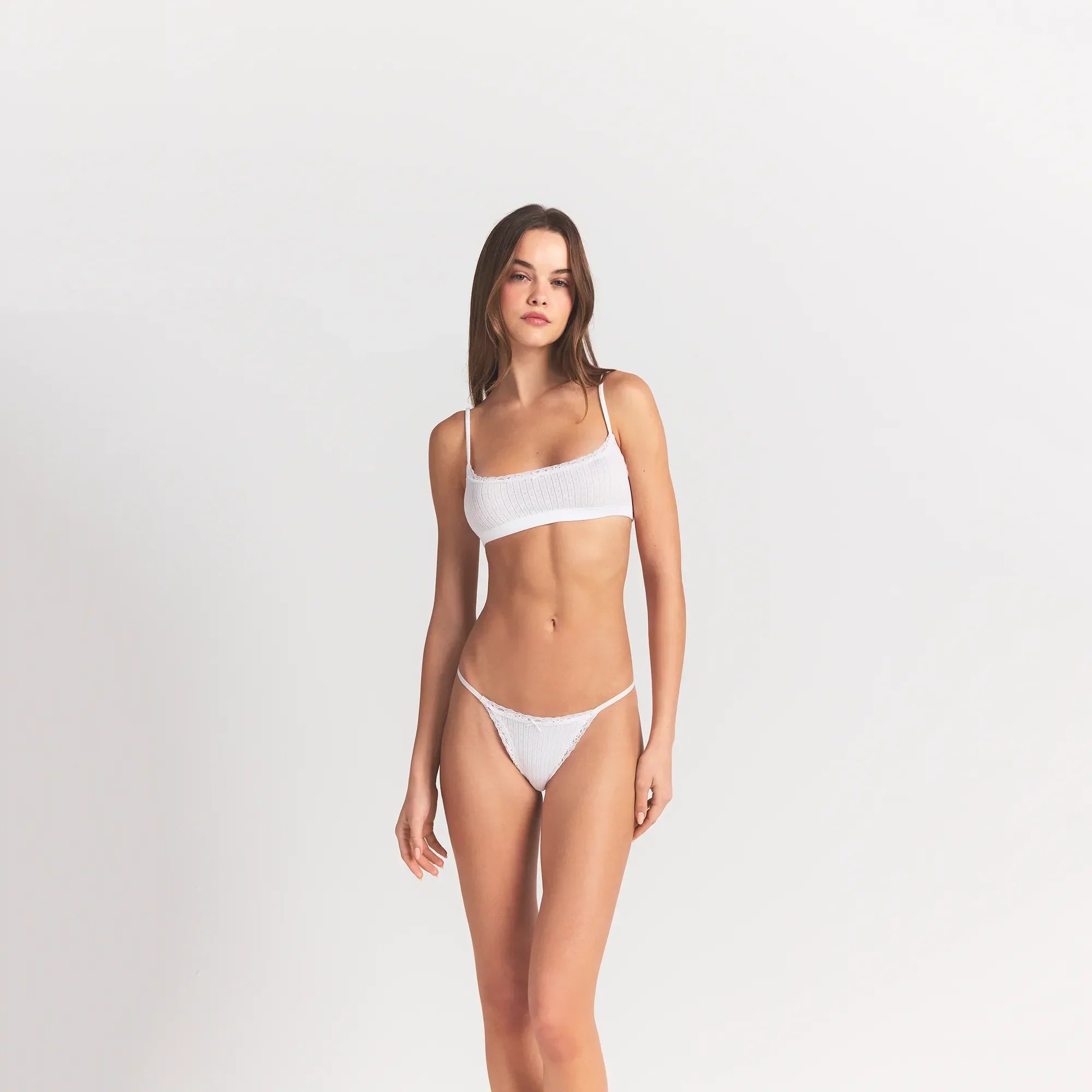 SKIMS LIGHTWEIGHT COTTON POINTELLE SCOOP BRALETTE | SNOW - Sneaker Türkiye