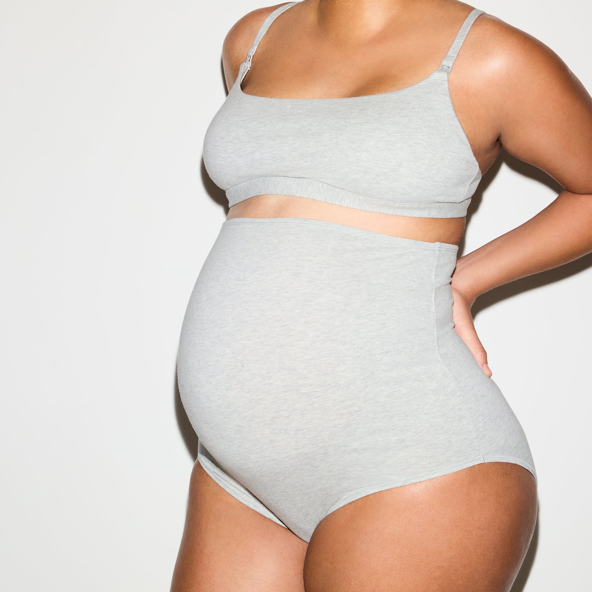 SKIMS COTTON JERSEY MATERNITY NURSING SCOOP BRALETTE 2-PACK | LIGHT HEATHER GREY - Sneaker Türkiye