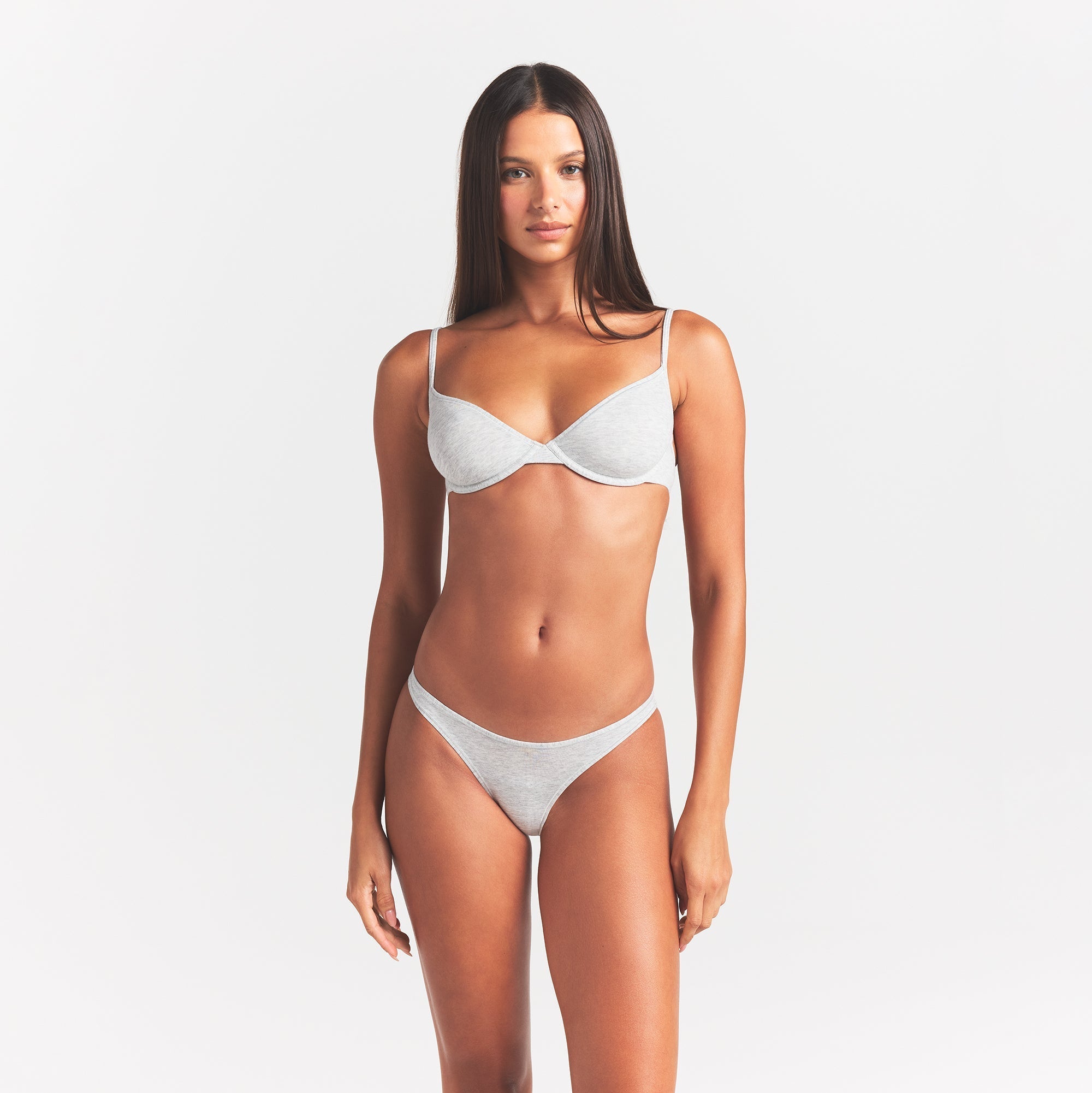 SKIMS EVERYDAY COTTON UNLINED DEMI BRA | LIGHT HEATHER GREY - Sneaker Türkiye