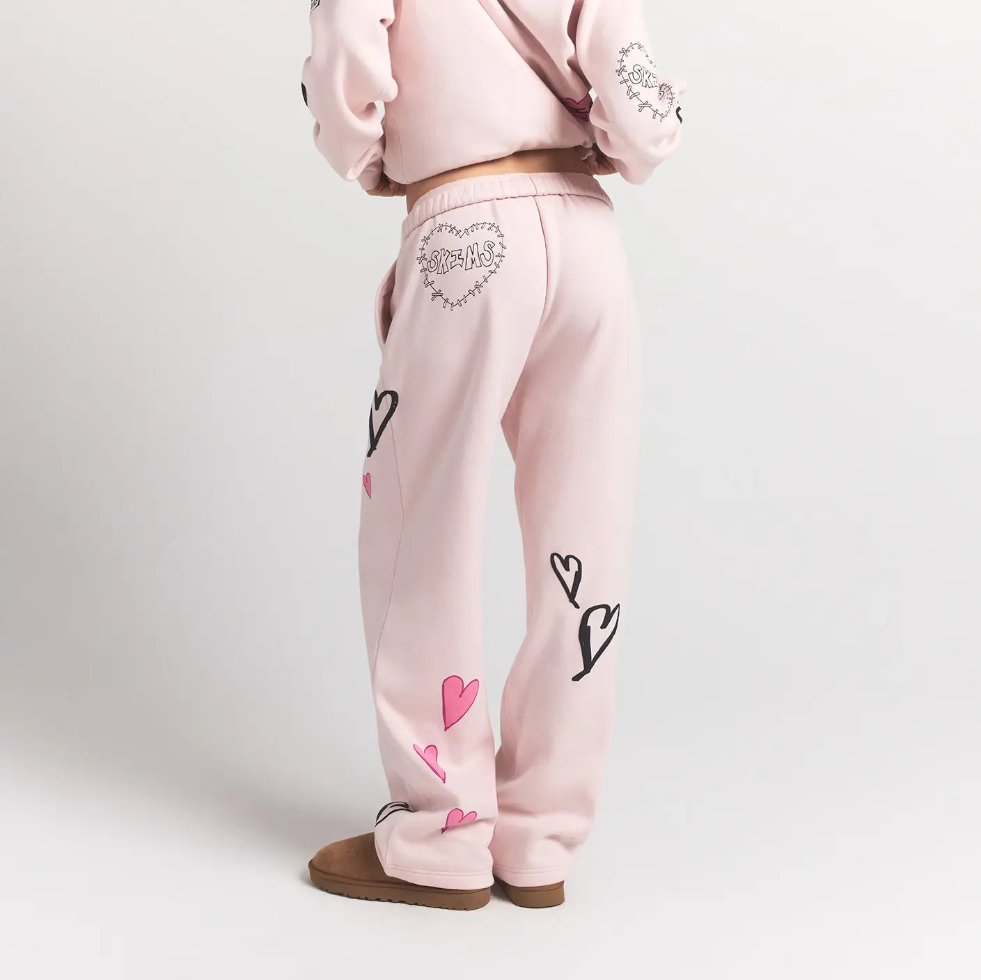 SKIMS COTTON FLEECE CLASSIC STRAIGHT LEG PANT | BARELY PINK ANGEL SKETCH - Sneaker Türkiye