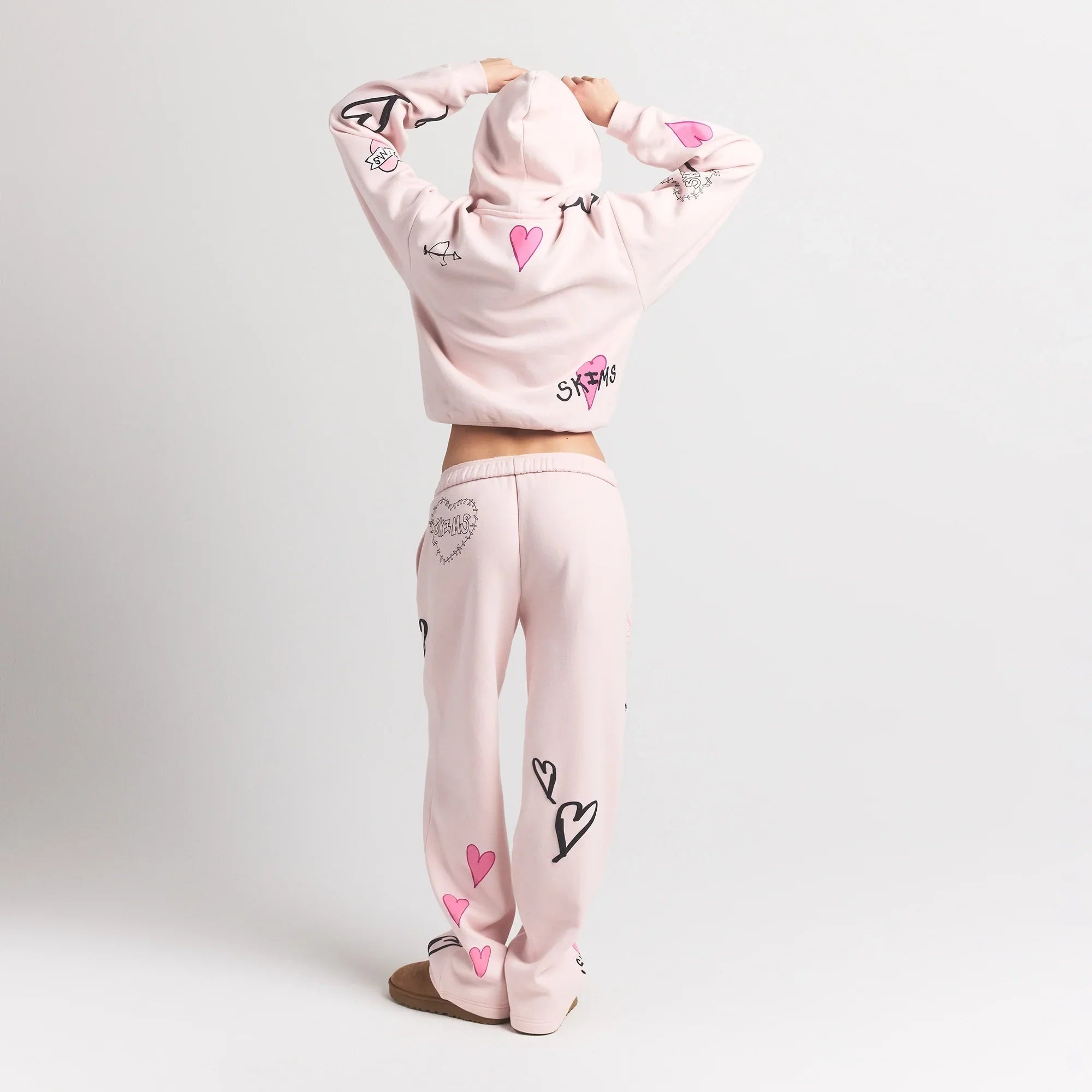 SKIMS COTTON FLEECE CLASSIC STRAIGHT LEG PANT | BARELY PINK ANGEL SKETCH - Sneaker Türkiye