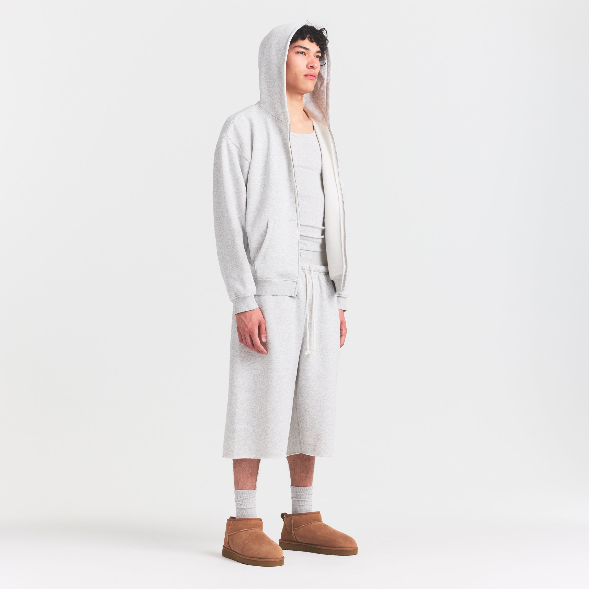 SKIMS FLEECE LOUNGE MENS RELAXED LONG SHORT | LIGHT HEATHER GREY - Sneaker Türkiye