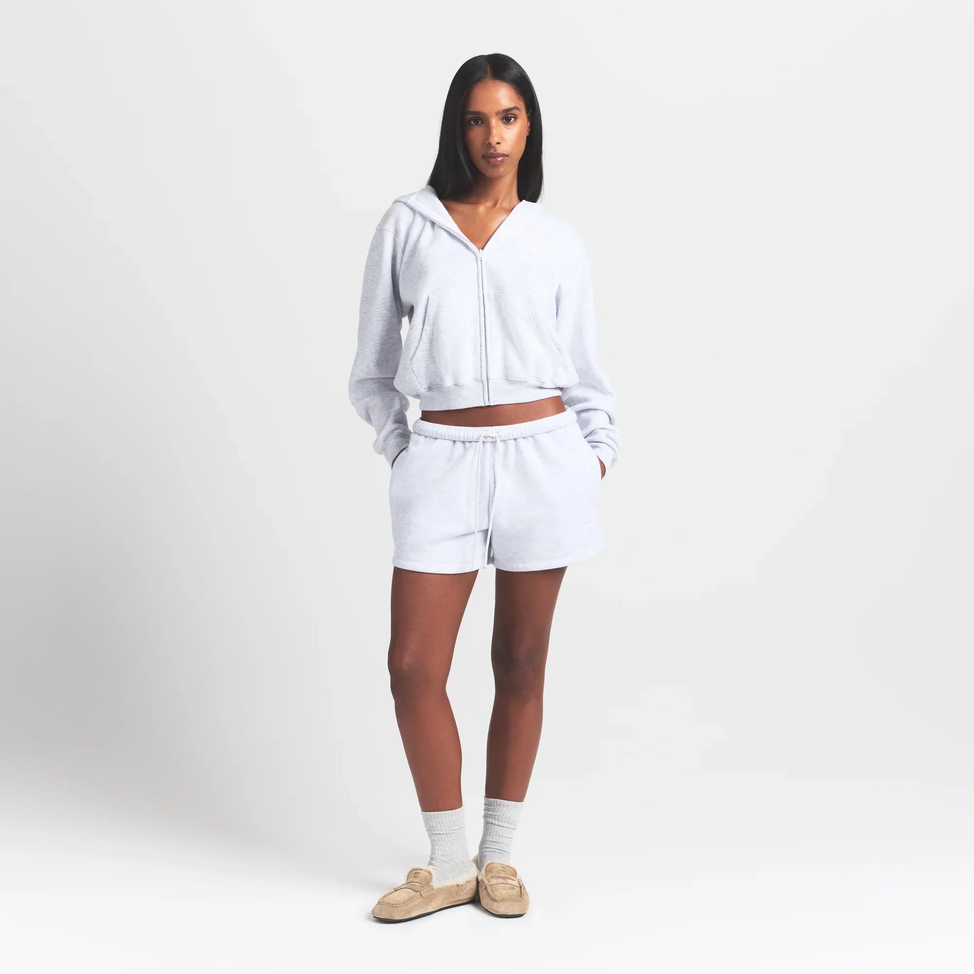 SKIMS COTTON FLEECE CLASSIC SHORT | LIGHT HEATHER GREY - Sneaker Türkiye