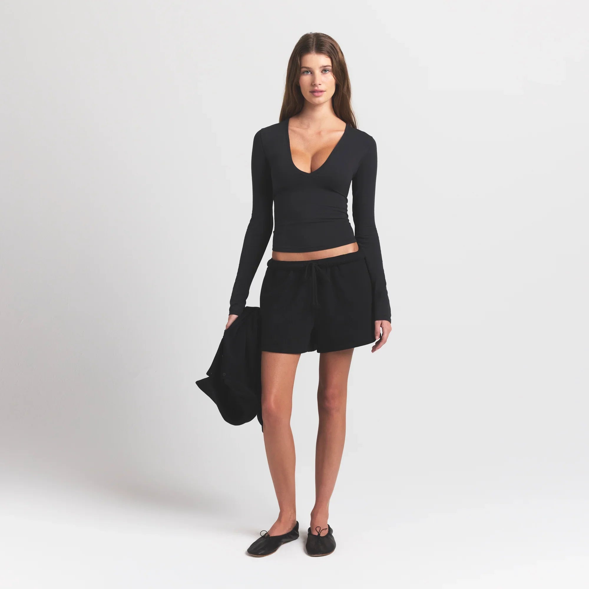 SKIMS COTTON FLEECE CLASSIC SHORT | ONYX - Sneaker Türkiye