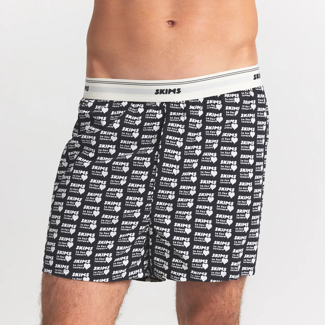COTTON POPLIN MENS LOGO BAND BOXER | OBSIDIAN SKIMS LOVERS PRINT - Sneaker Türkiye