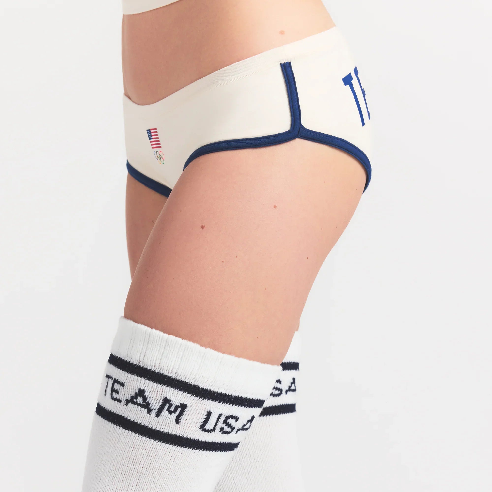 SKIMS FOR TEAM USA COTTON JERSEY OLYMPIC DOLPHIN BOY SHORT | ECRU - Sneaker Türkiye
