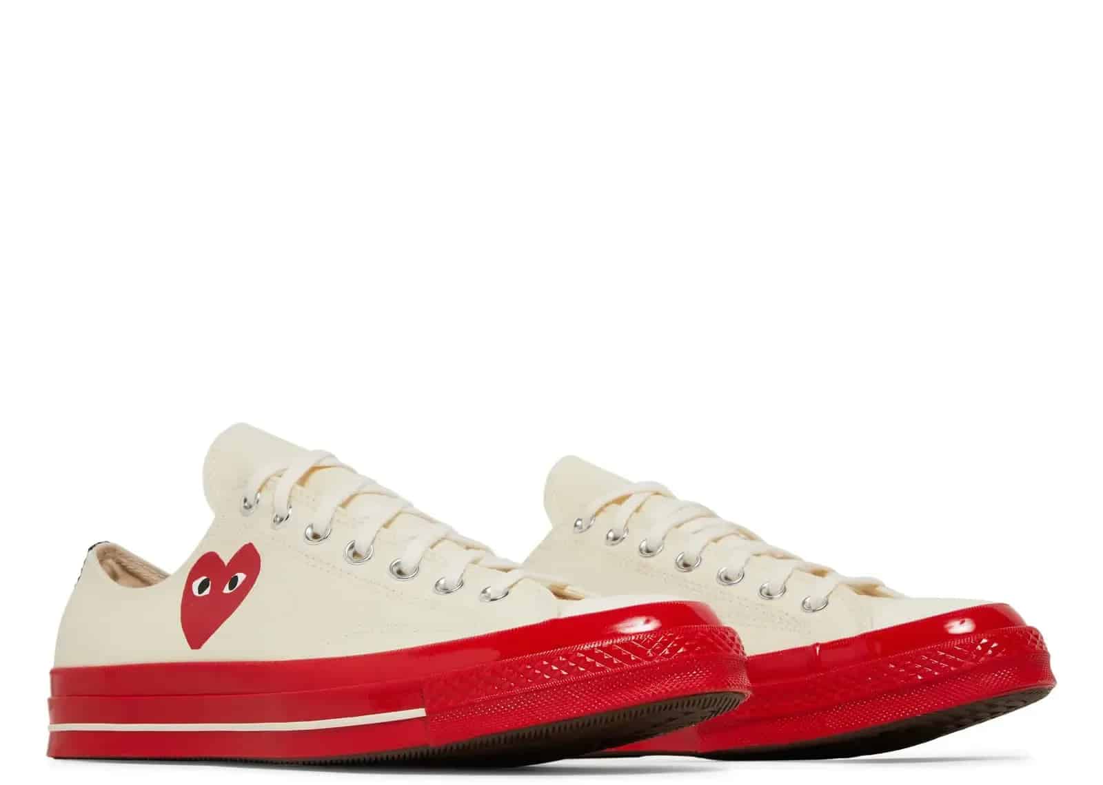 Converse Chuck Taylor All Star 70 Ox Comme Des Garcons PLAY Egret Red Midsole - Sneaker Türkiye