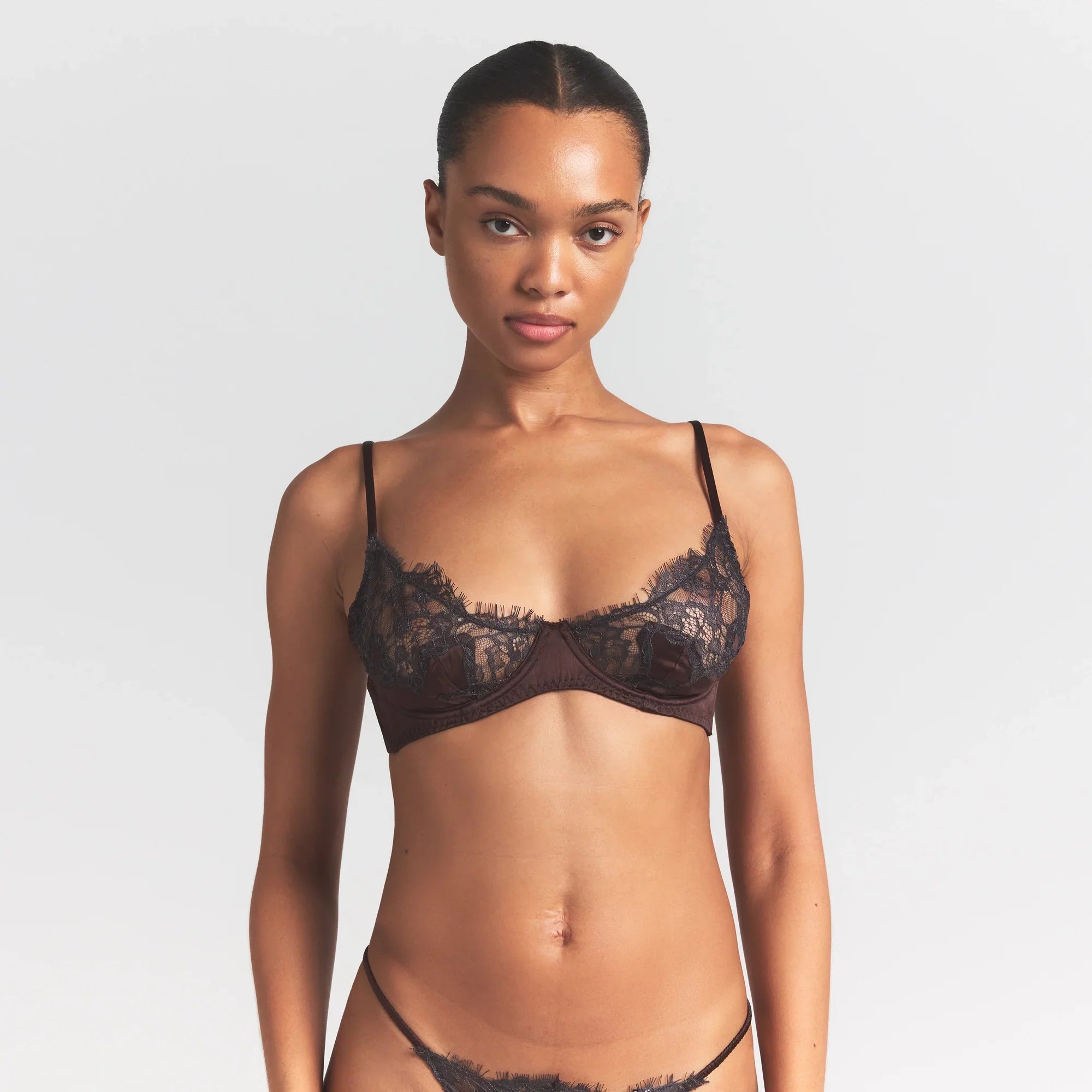 SKIMS SILK LACE UNLINED DEMI BRA | ESPRESSO CONTRAST - Sneaker Türkiye