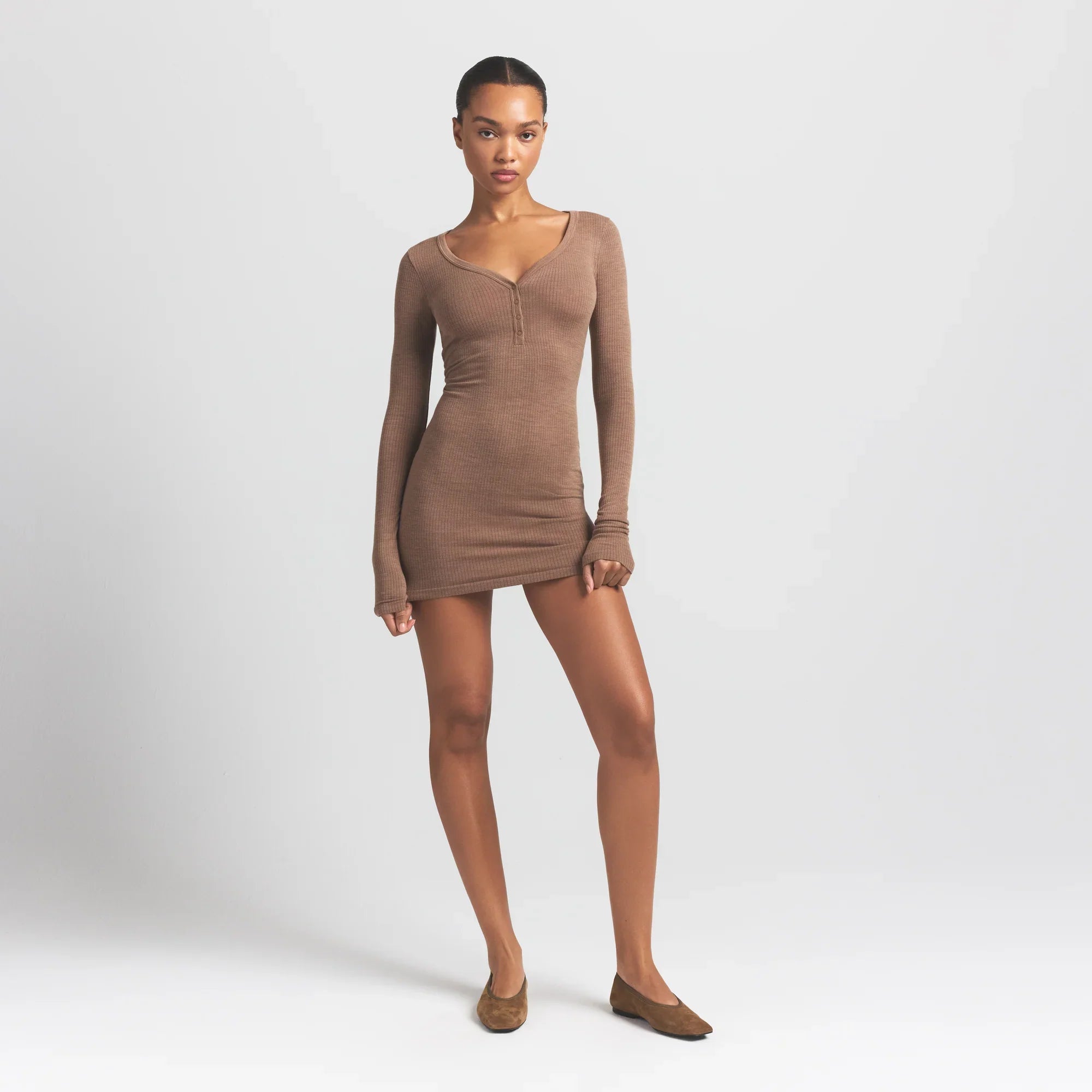 SKIMS WOOL RIB HENLEY DRESS | SIENNA - Sneaker Türkiye