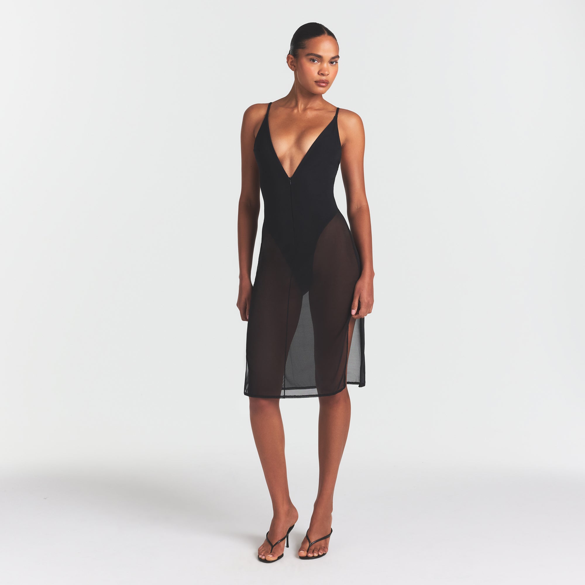 SKIMS BODY MESH PLUNGE MIDI DRESS | ONYX - Sneaker Türkiye