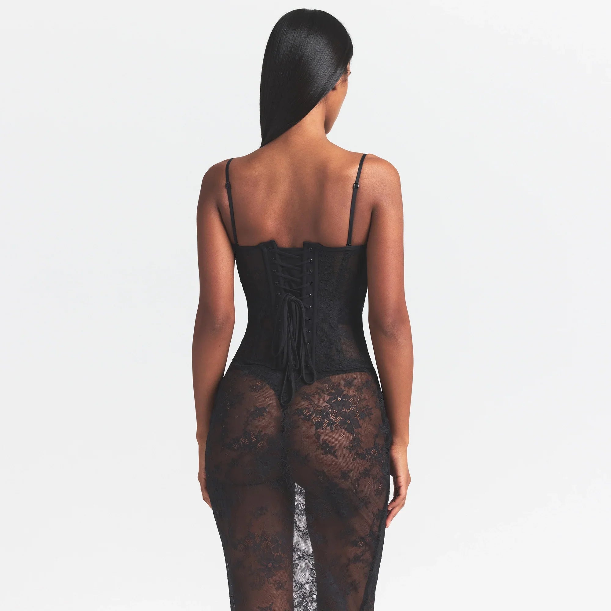 SKIMS ULTRA FINE LACE STRAPLESS CORSET LONG DRESS | ONYX - Sneaker Türkiye