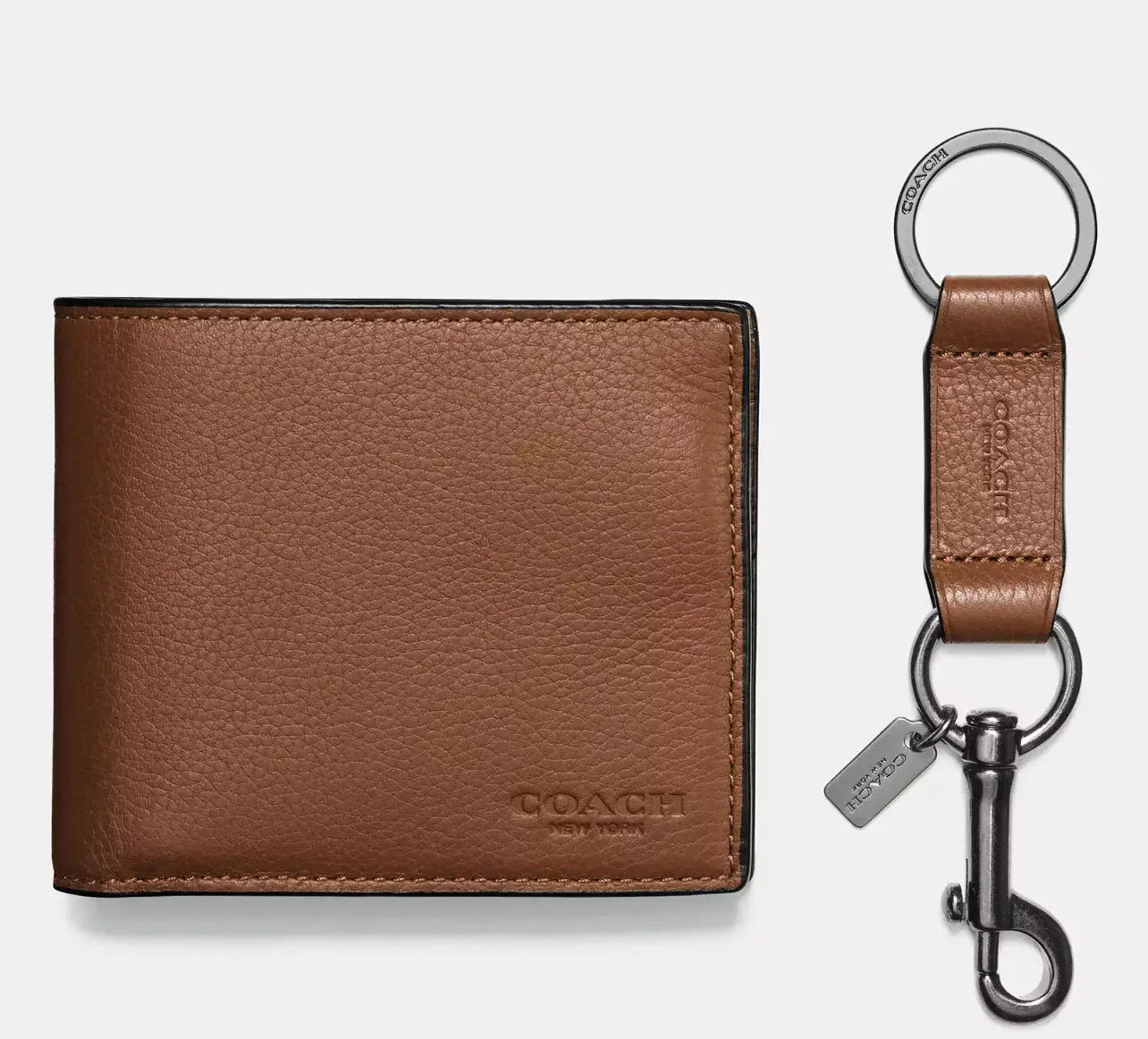 Coach 3 In 1 Wallet Gift Set Pebbled Leather/Dark Saddle - Sneaker Türkiye