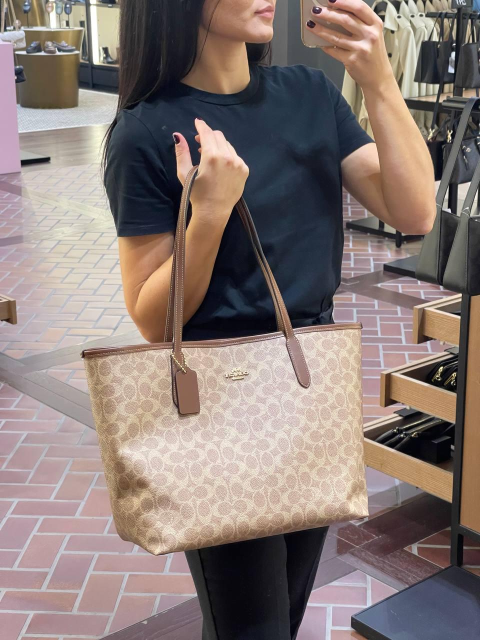 Coach City Tote Bag In Signature – Gold/Tan/Brown - Sneaker Türkiye